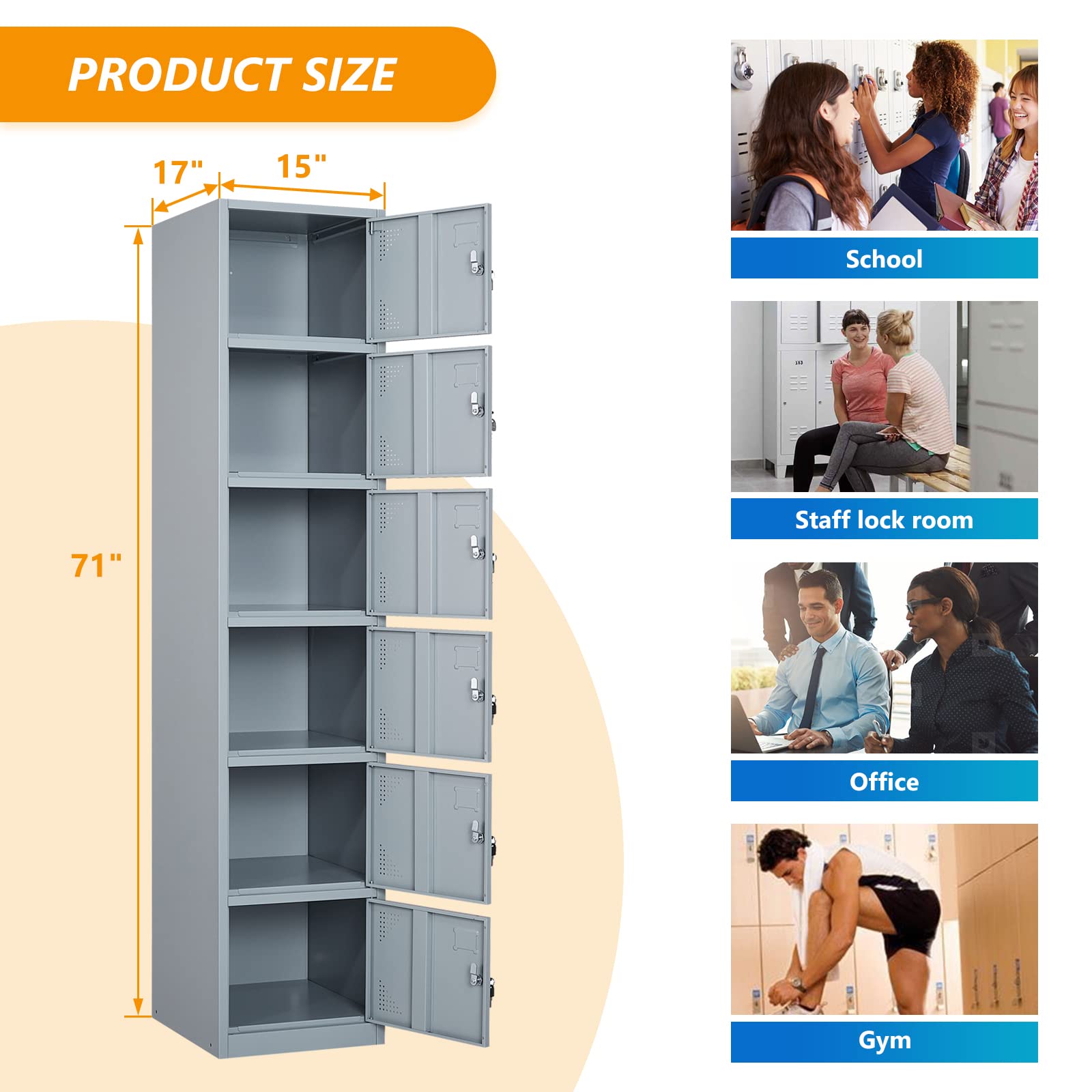 STANI Heavy Duty Metal Locker with Lock - Secure Storage Cabinet for Home, Gym, School & Office - Employee Lockers, Steel Storage Locker for Clothes, Shoes & Equipment (Ideal for Locker Rooms & Shared Spaces)