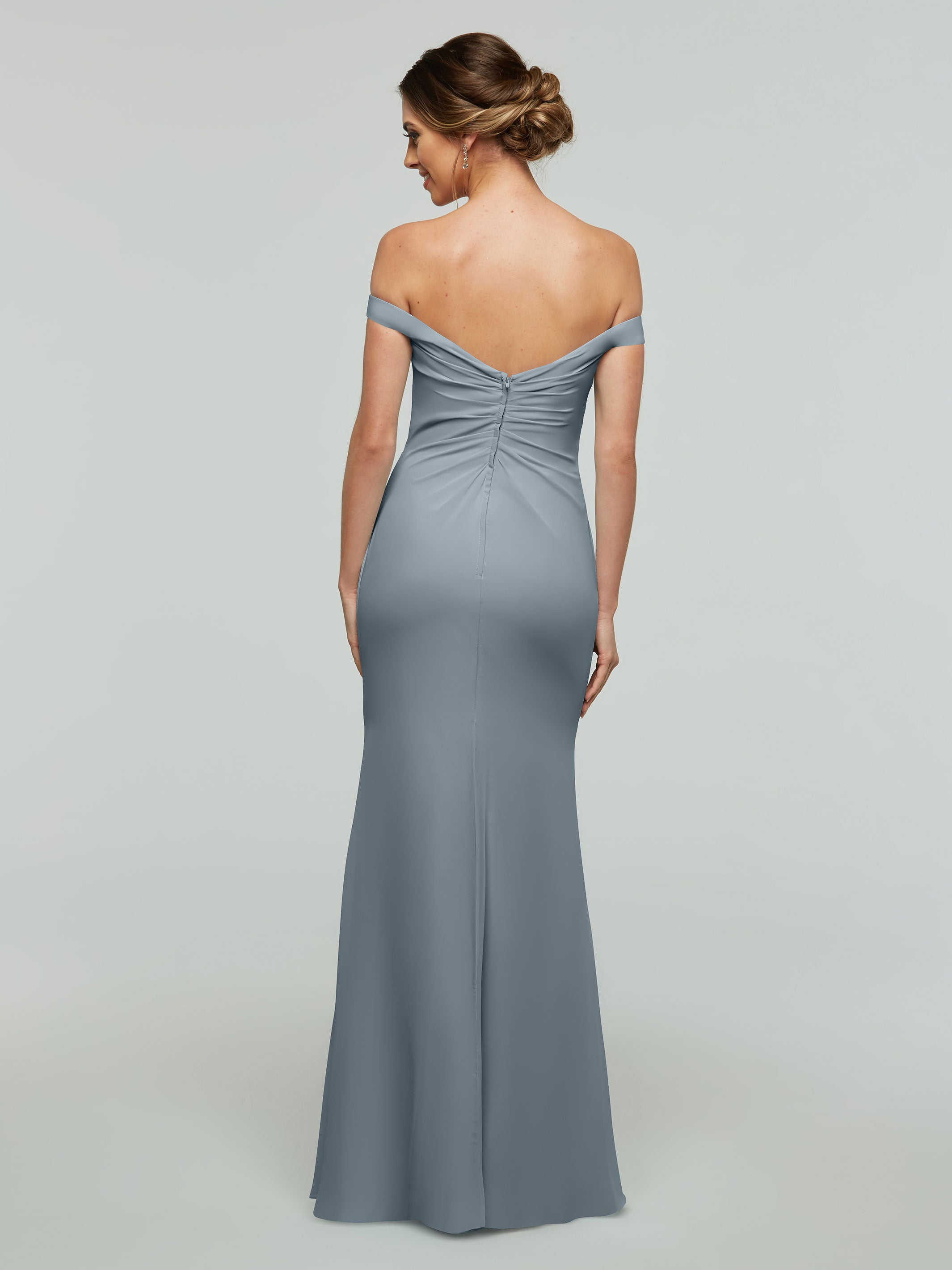 Elegant Off-the-Shoulder Chiffon Bridesmaid Dress with Fit & Flare Silhouette | Perfect for Weddings, Prom & Formal Events