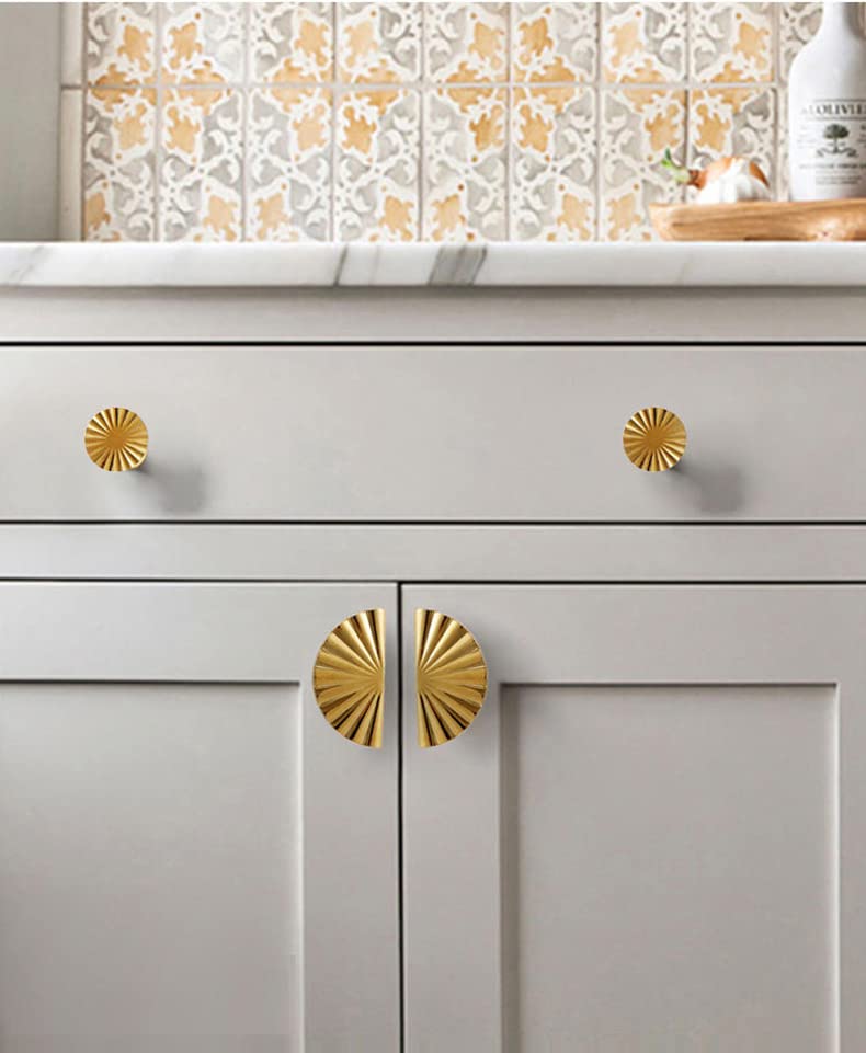 6 Pack Vintage Bright Gold Cabinet Handles - 2.52 Inch (64mm) Kitchen Drawer Pulls for Cupboards, Dressers & Cabinets - Durable Hardware for Home Renovation & DIY Projects