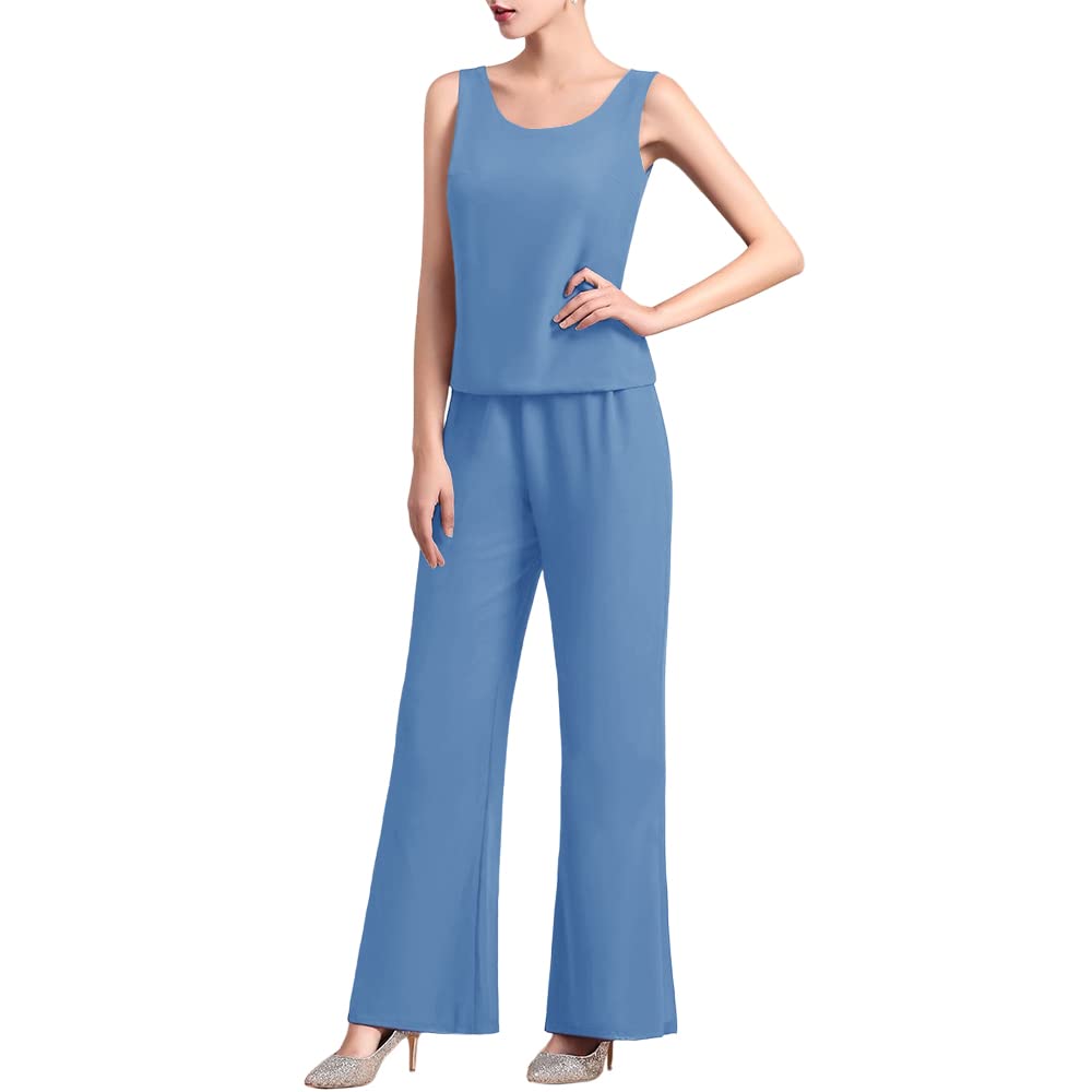 Zongqiven Women's 3-Piece Chiffon Pant Suit Set for Mother of The Bride - Elegant Wedding Guest Outfit for Evening Parties & Formal Occasions