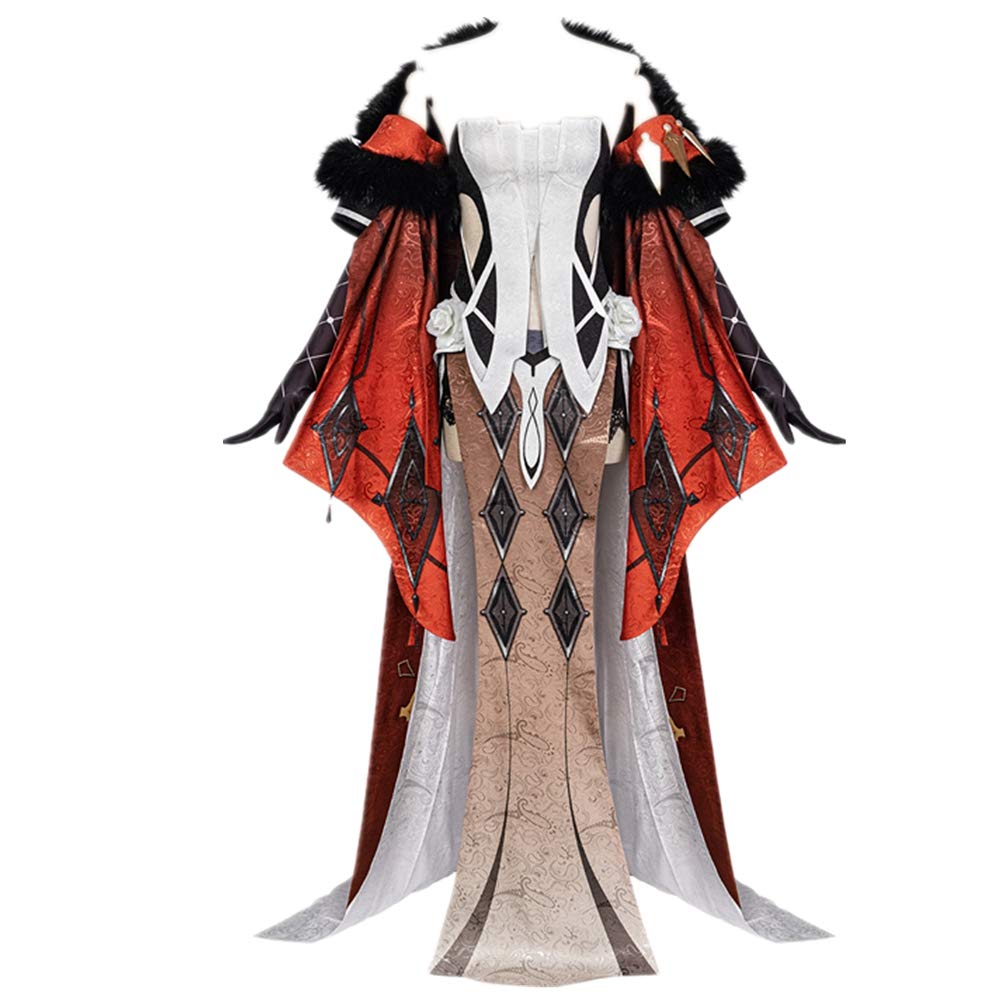 Genshin Impact La Signora Cosplay Costume Full Set with Mask & Shoes - Women's Halloween Carnival Dress for Anime Conventions & Themed Parties