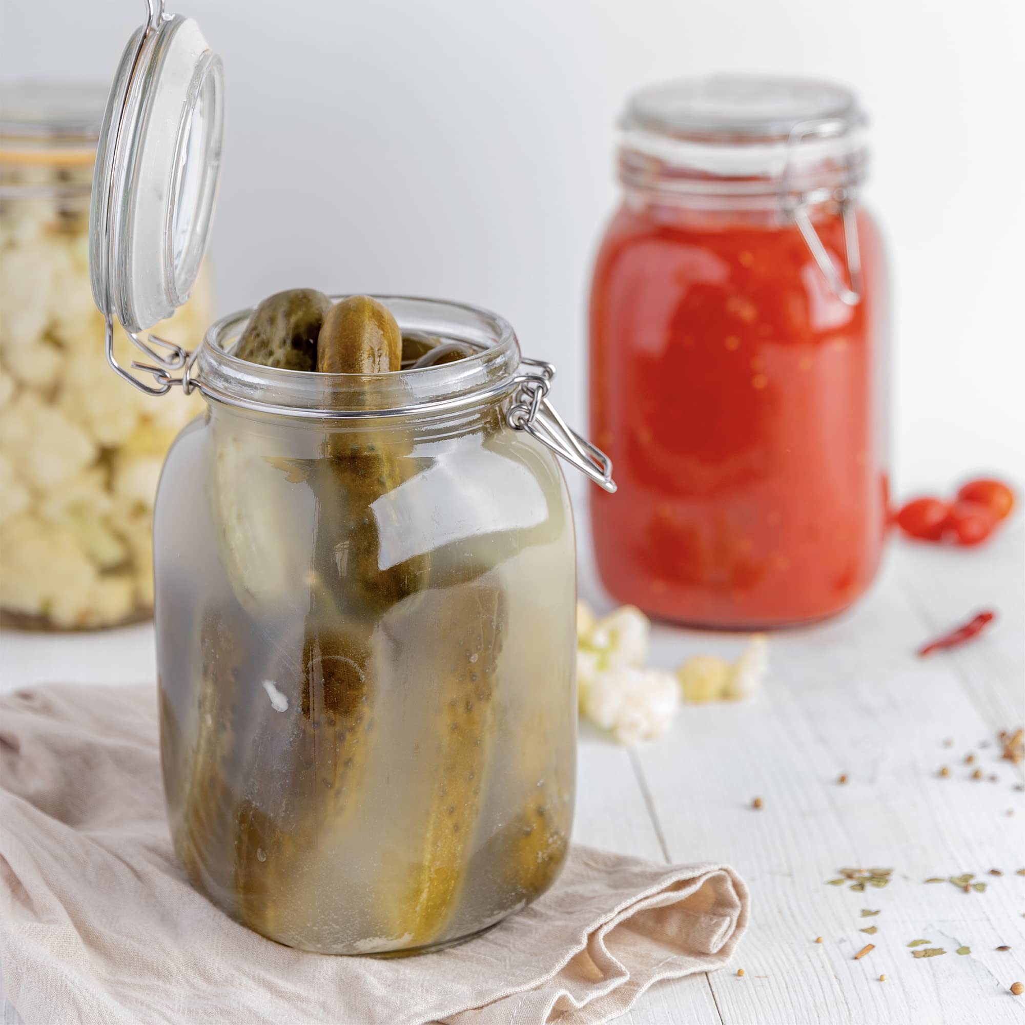 Galashield 50 oz Glass Jars with Airtight Lids - Leak Proof Food Storage Containers for Kitchen Pantry Organization, Dry Goods, Coffee, Tea, Spices & Meal Prep
