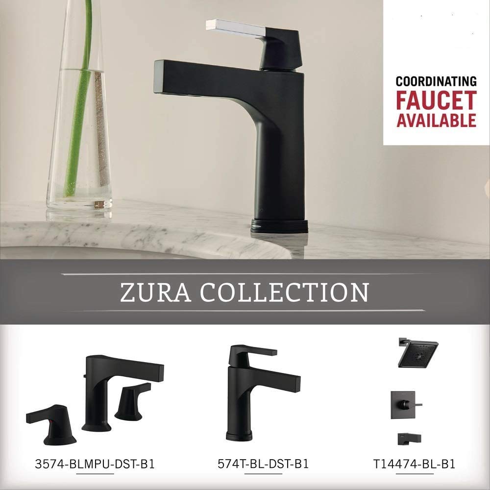 Delta Faucet 77480-BL Zura 24-Inch Matte Black Towel Bar with Shelf - Bathroom Storage Solution for Hand Towels & Toiletries