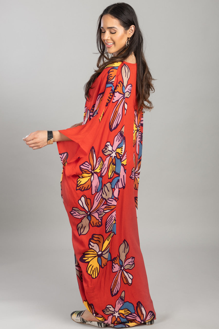 Stylish Women's Tropical Print Kaftan Short Sleeve Beach Cover Up - Perfect for Vacation, Pool Party & Summer Outings