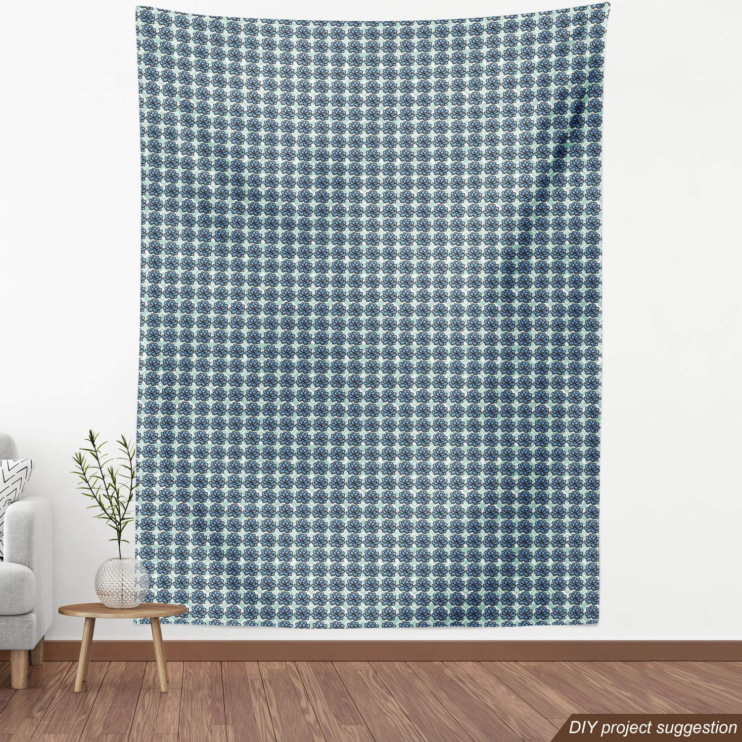 Ambesonne Agave Fabric by The Yard - Repeating Cacti Floral Print on Diagonal Squares, Upholstery & Home Decor Fabric (10 Yards, Mint Green & Sky Blue) | Perfect for Sofa Covers, Curtains, Pillows & DIY Craft Projects