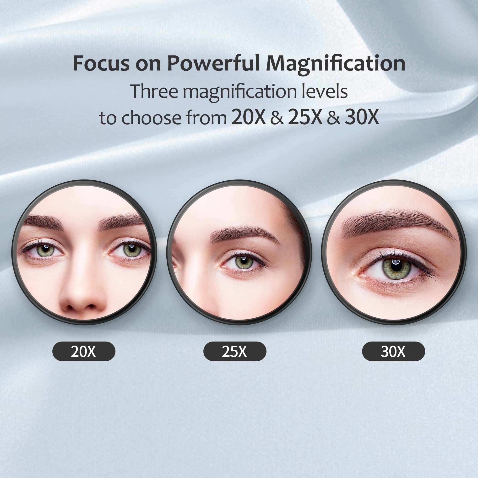 MIYADIVA 30X Magnifying Mirror with Suction Cup & Tweezers - 3.5 Inch Travel Makeup Mirror for Eyebrow Plucking, Skincare & Shaving - Perfect for Bathroom, Bedroom & Travel Vanity