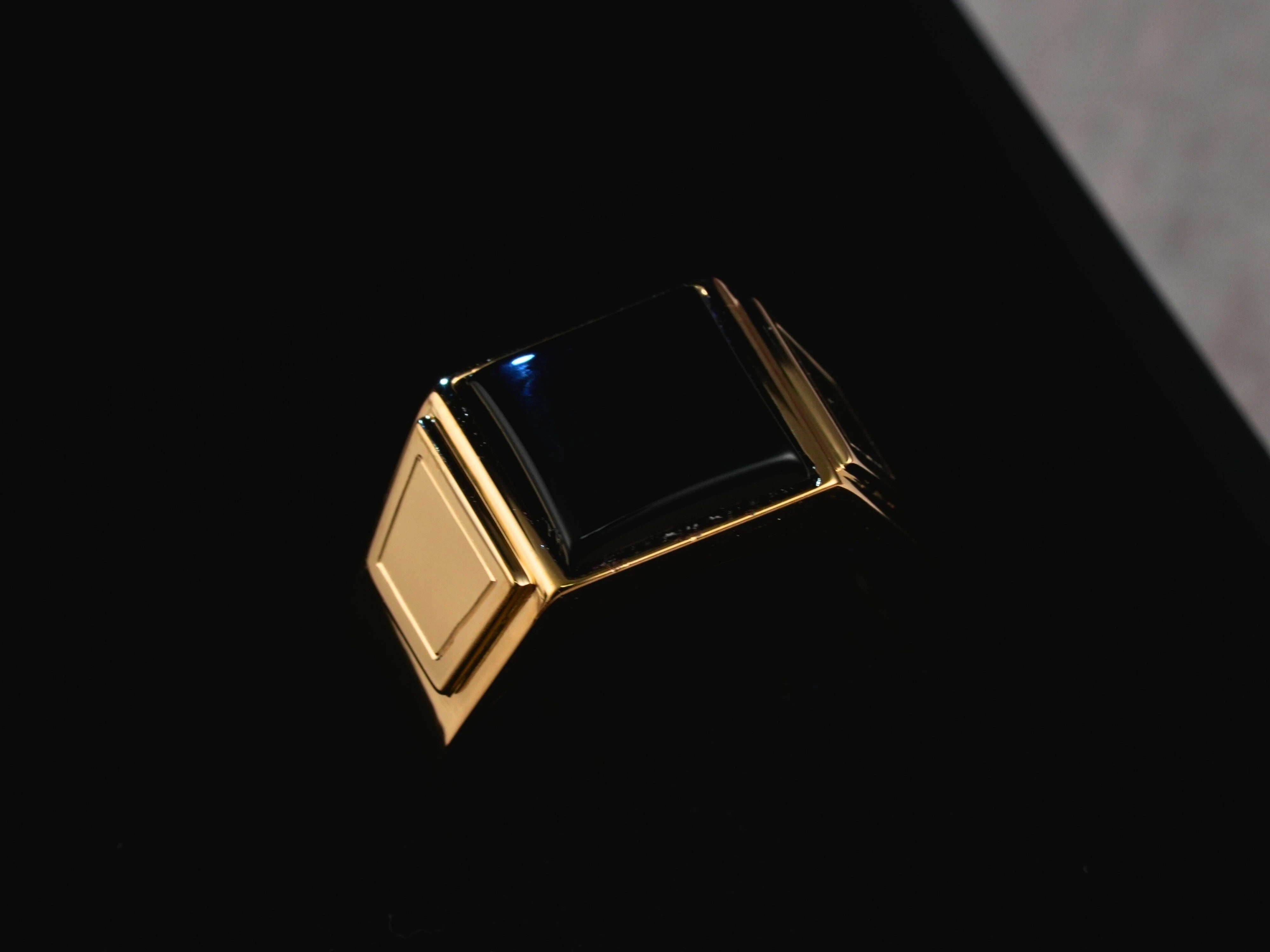 Dominus Ring for Men - 18K Gold Signet Ring with Handcrafted Black Onyx Stone | Luxury Men's Jewelry, Wedding Band, Gift for Him, Business & Formal Occasions