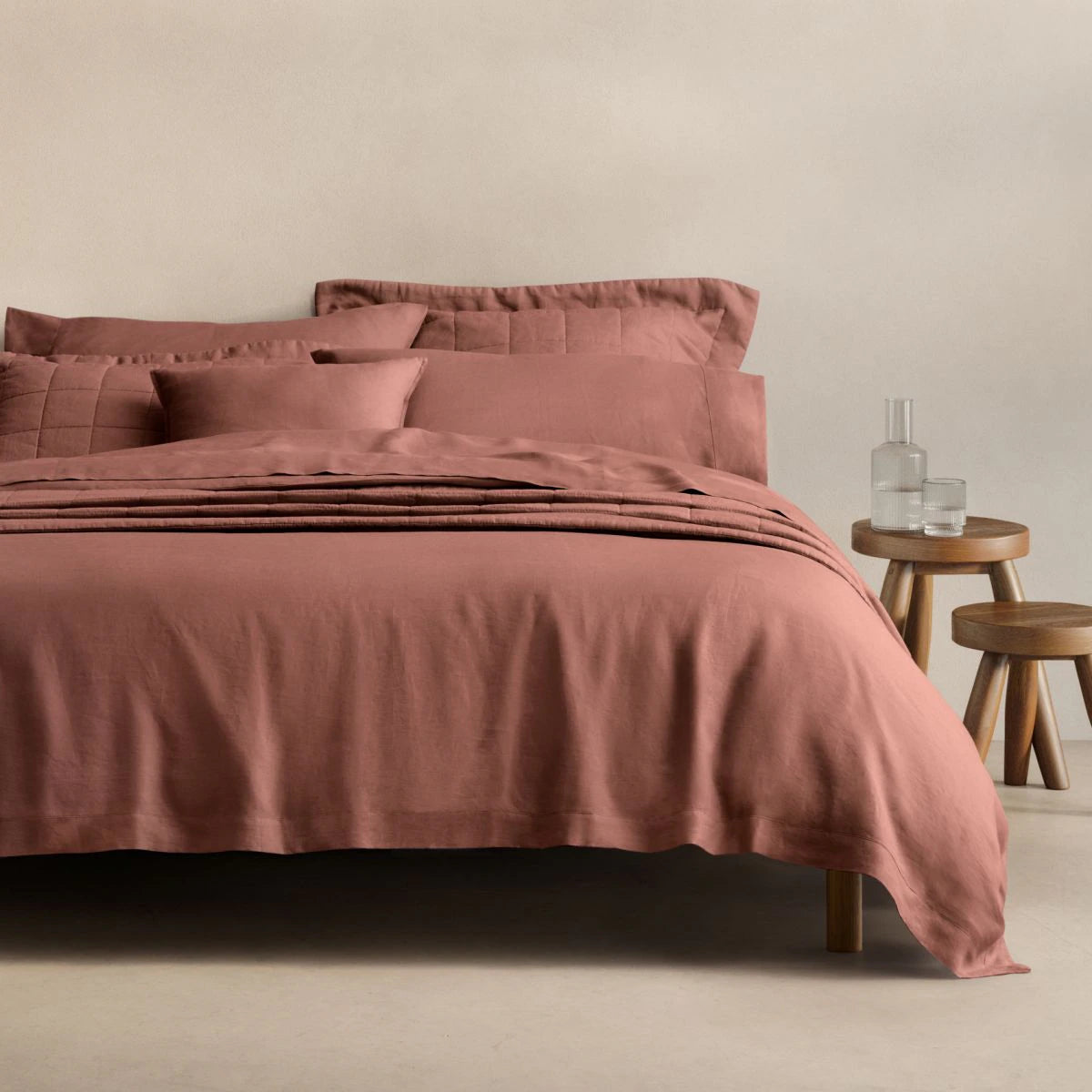 Sheridan Abbotson Raisin Linen Quilt Cover Set - King Size 100% Natural Linen Duvet Cover for Bedroom, Guest Room & Hotel Use