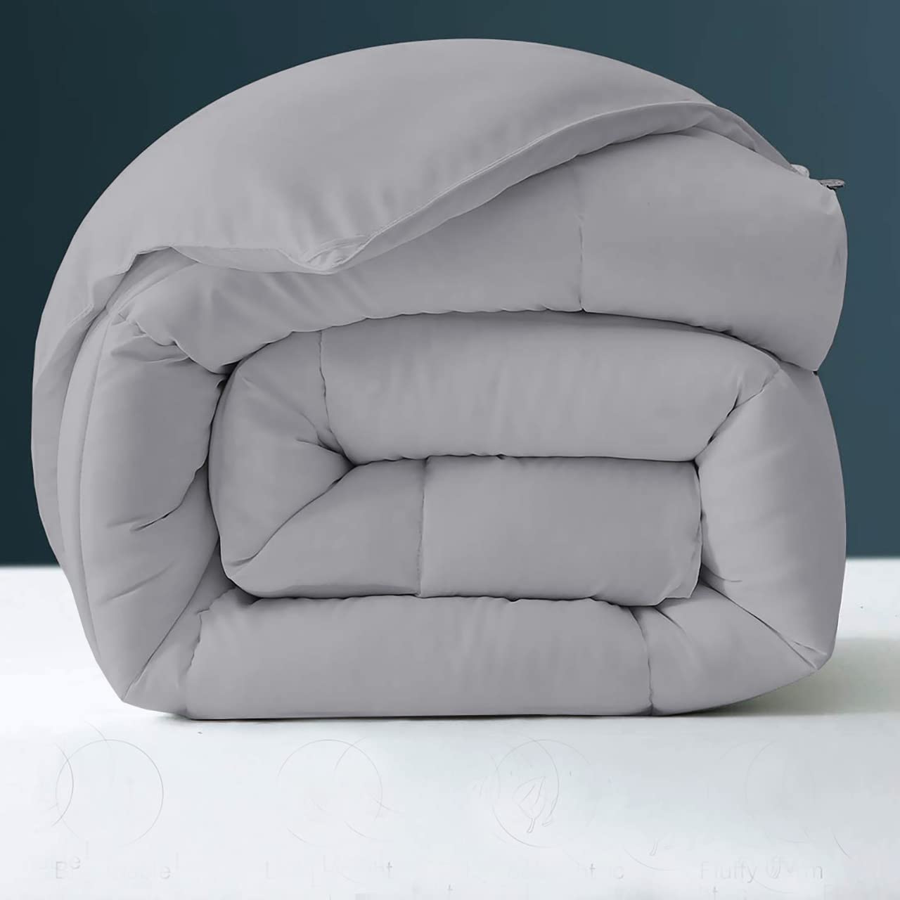 Lightweight All-Season Queen Comforter - 88x88 Inches Silver Grey Down Alternative Duvet Insert | Reversible Quilted Bedding for Summer & Winter | Perfect for Guest Rooms, Master Bedrooms & Cozy Nights