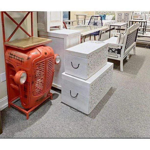 2-Piece Set of White Rectangular Storage Trunks - Perfect for Home Organization, Closet Storage & Travel Luggage