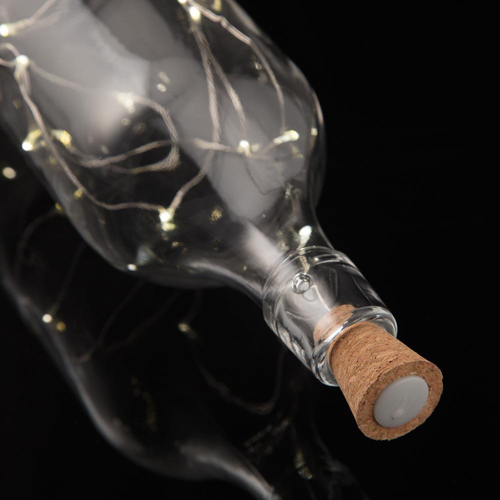 15 Super Bright Warm White LED Battery Operated Wine Bottle Lights with Real Cork - DIY Fairy String Lights for Home, Wedding, Party Decoration - Perfect for Romantic Dinners, Holiday Decor & Outdoor Gatherings