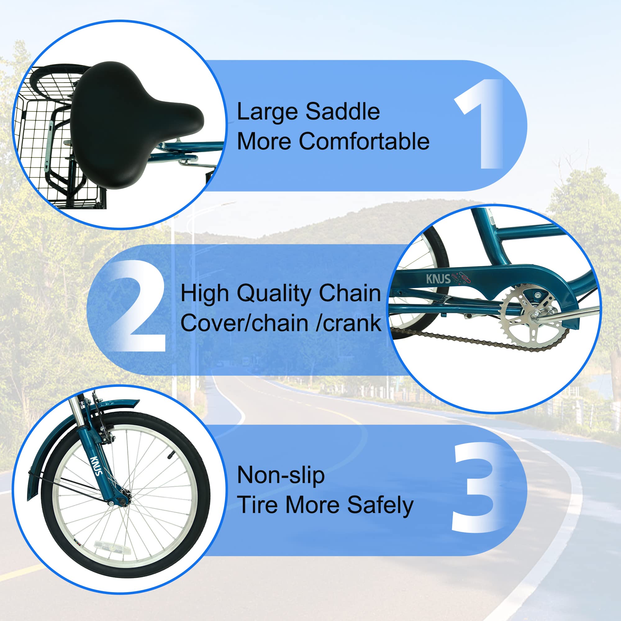 **24 Inch Adult Single Speed Cargo Tricycle - 3 Wheel Beach Cruiser Bike with Large Shopping Basket for Seniors, Women & Men - Perfect for Groceries, Pets & Beach Rides**
