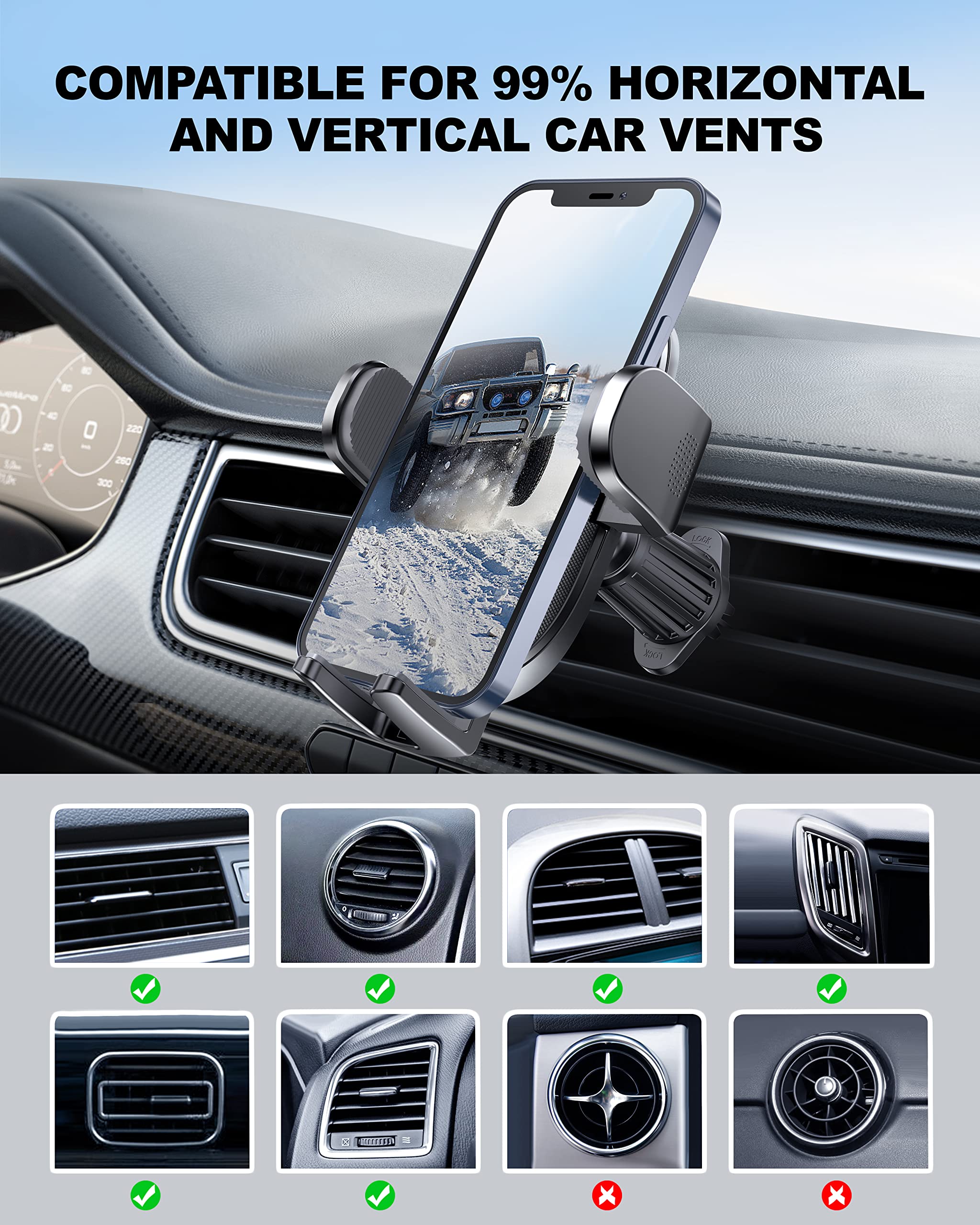 Universal Car Phone Holder - 360° Adjustable Air Vent Mount for iPhone & Smartphones - Safe Driving Accessory