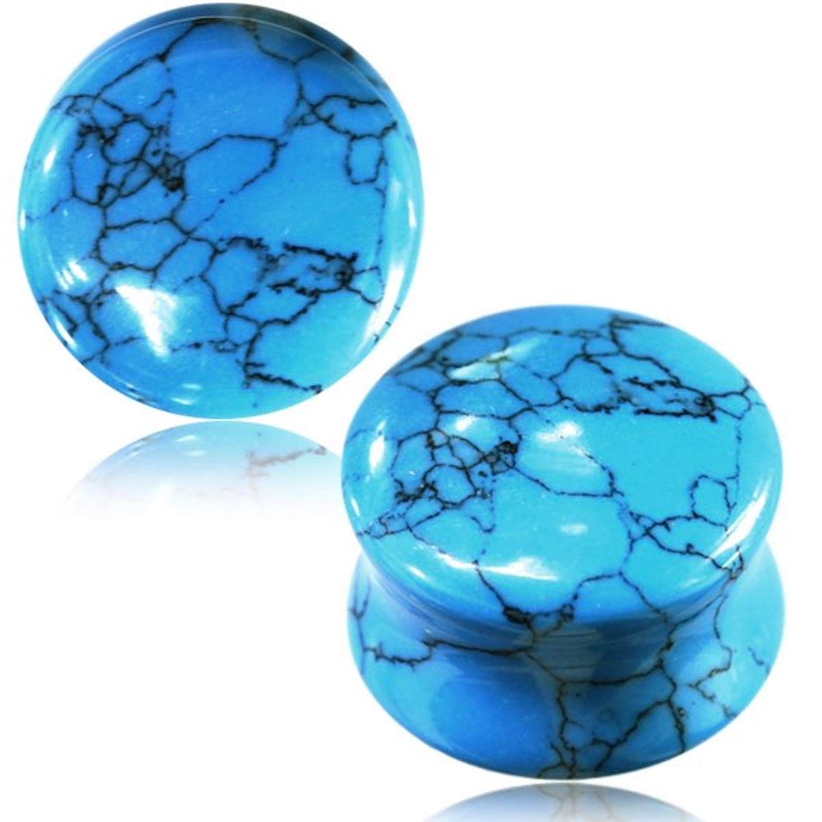 Crystal Stone Plugs | Double Flared Saddle Gauges for Ear Stretching | Amethyst & Turquoise Designs | Unique, Balancing Jewelry for Everyday Wear & Special Occasions
