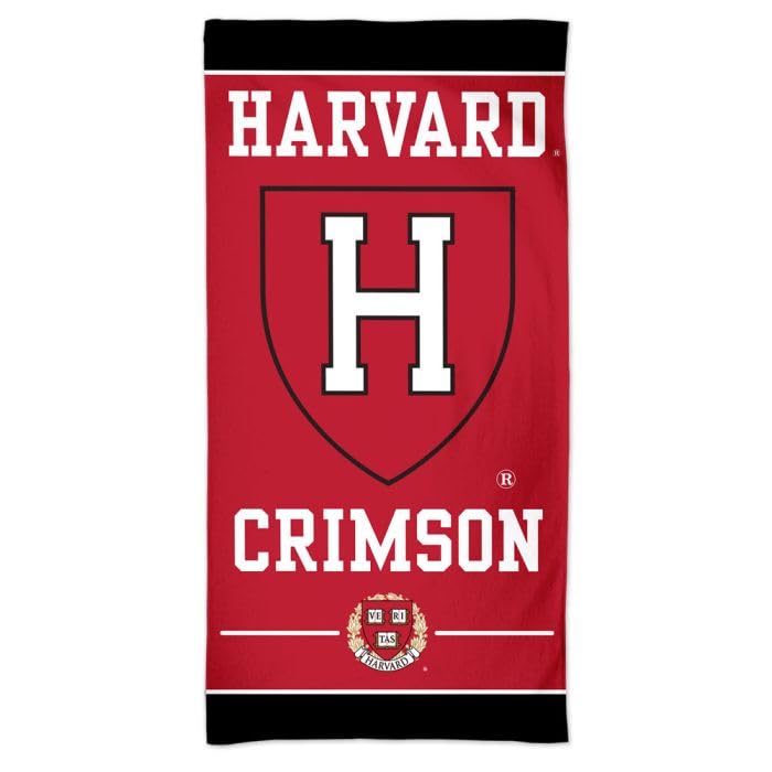 Harvard University Crimson Beach Bath Towel - Soft, Absorbent & Quick-Drying - Perfect for Pool, Gym & College Dorm Decor
