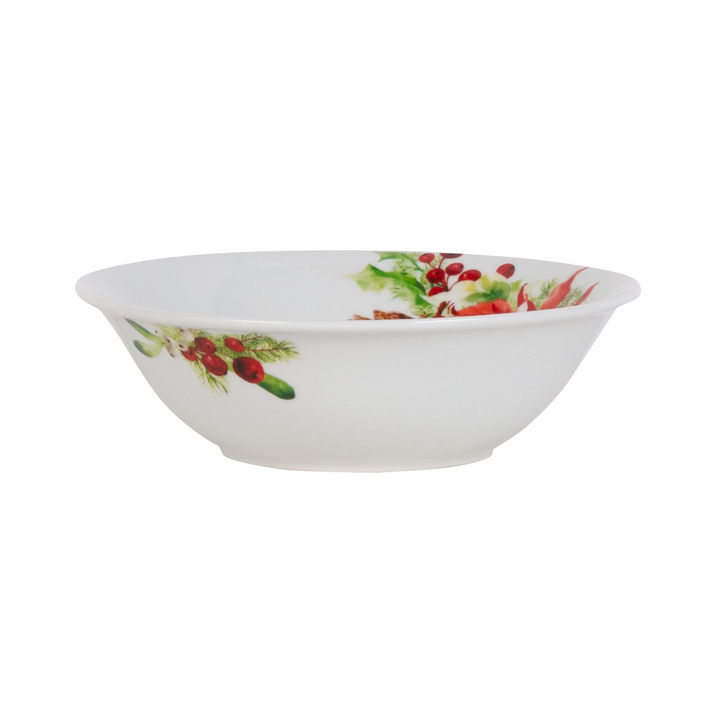 Fitz and Floyd Holiday Home 32-Piece Dinnerware Set - Elegant Porcelain Tableware for Christmas, Thanksgiving & Family Gatherings - Complete Service for 8 with Plates, Bowls & Cups