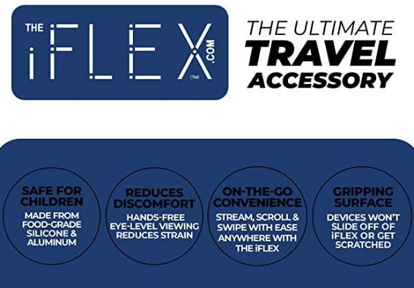 Adjustable iFLEX Phone Stand & Tablet Holder - Flexible Multi-Angle Cell Phone Stand for Desk, Bed, Car - Perfect for Work, Home, Video Calls & Hands-Free Viewing