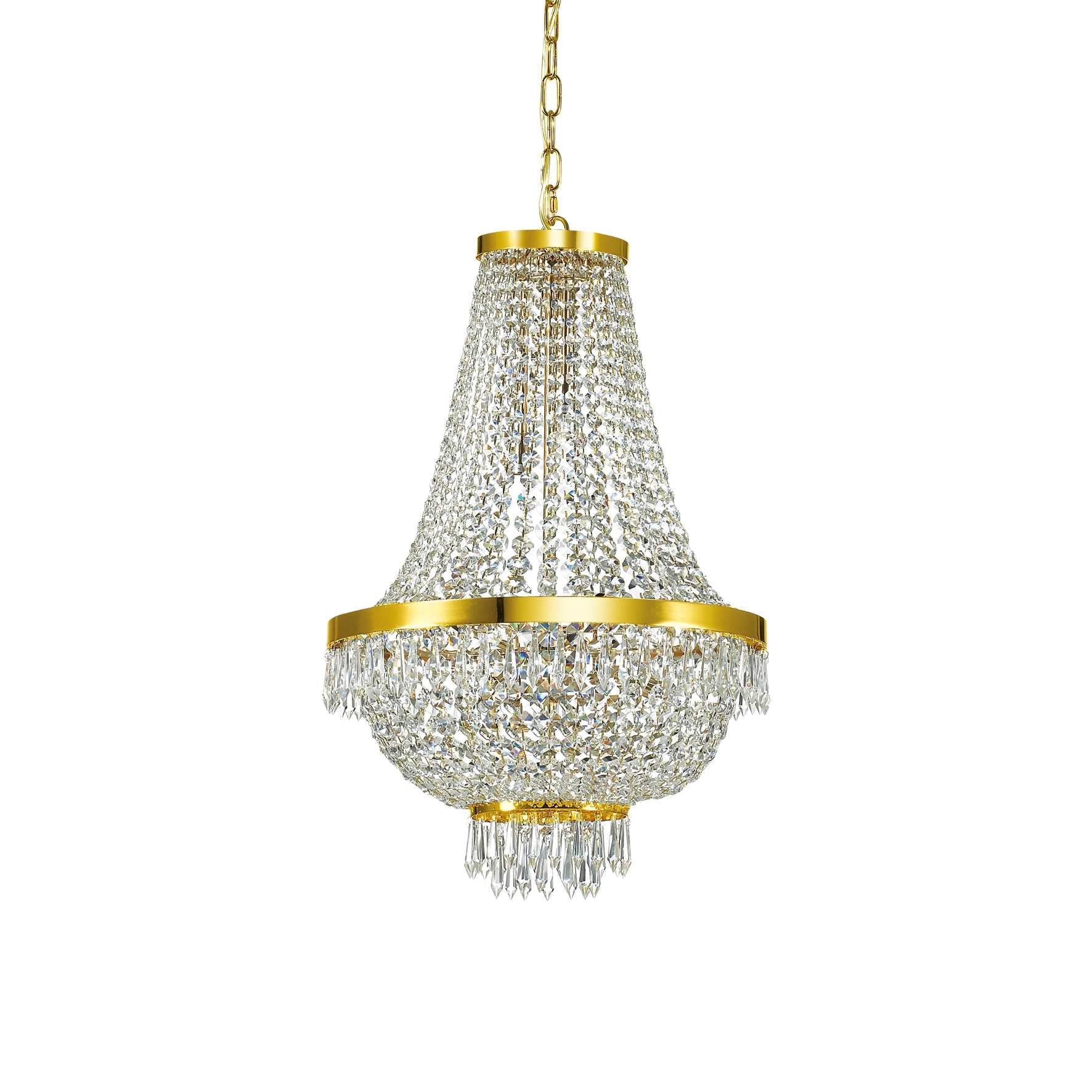 Ceiling Chandelier Light Fixture - 6/9/12 Lights, Chrome/Gold Finish, Elegant Dining Room Lighting for Home Decor