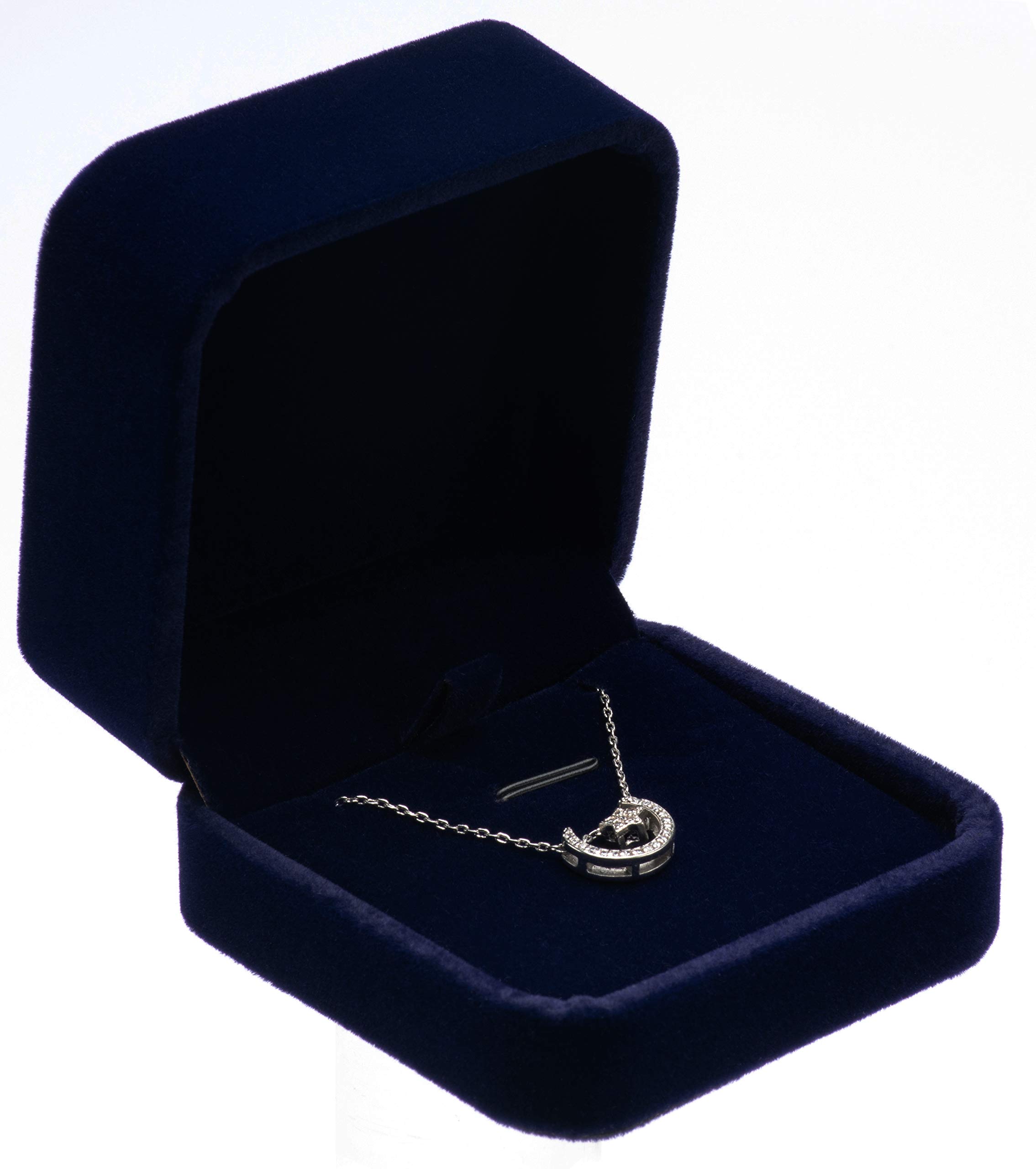 Luxury Velvet Jewelry Gift Box for Necklace & Pendant - Elegant Blue Jewelry Storage Case | Perfect for Gifts, Travel & Home Organization