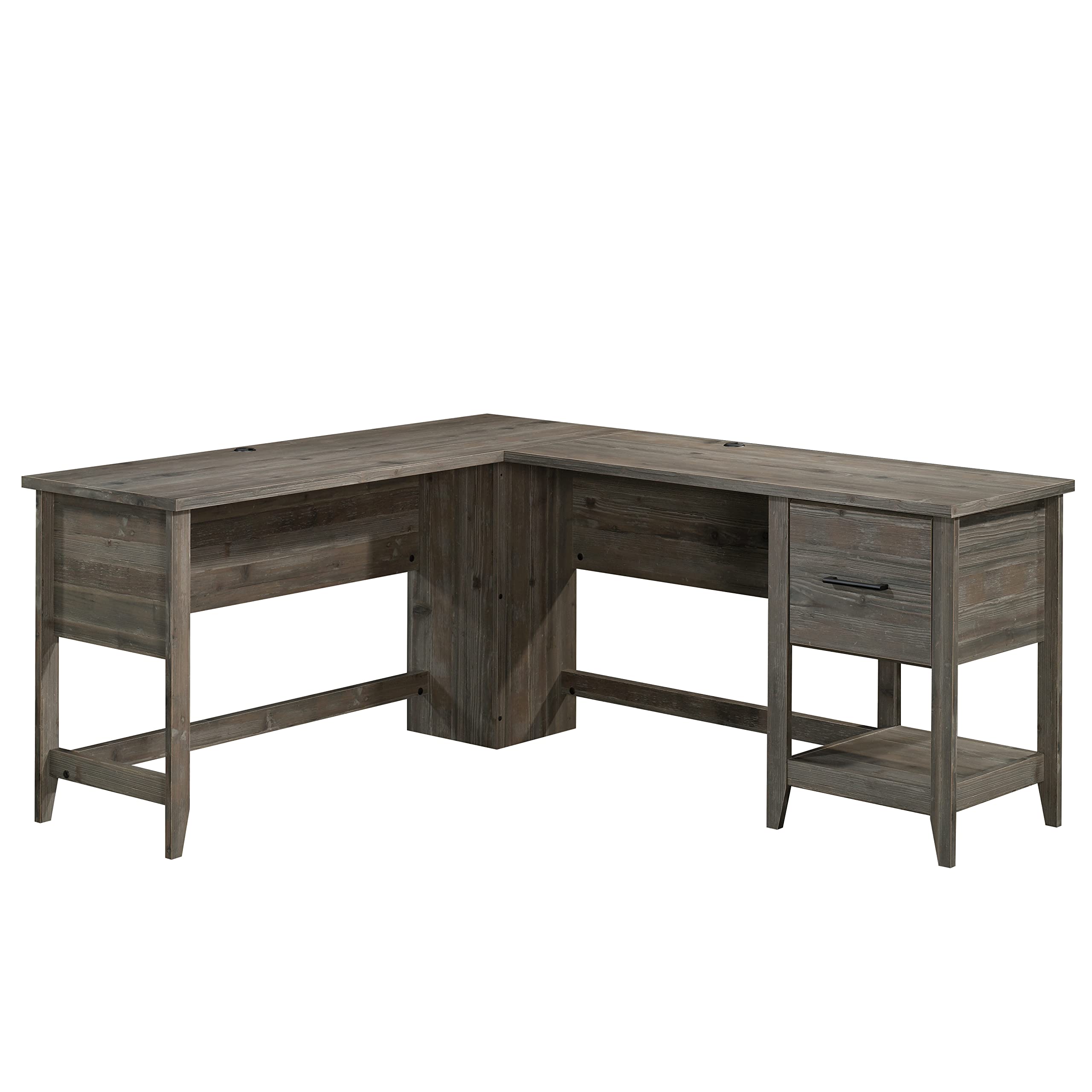 Sauder Summit Station L-Shaped Corner Home Office Desk with Drawer & Open Storage Shelf in Pebble Pine - Perfect for Small Spaces, Home Office & Study Rooms