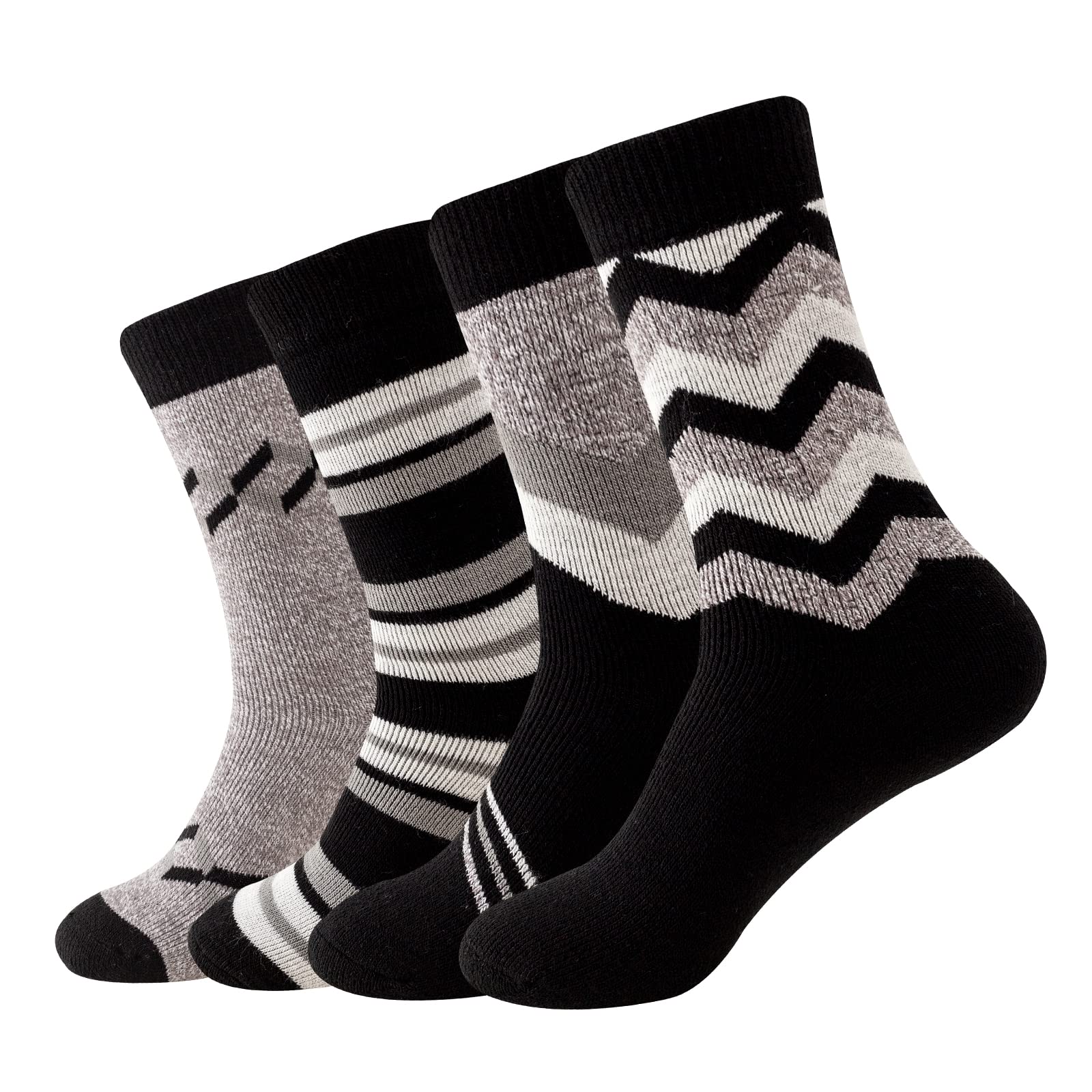 Women's Thermal Winter Socks - 4 Pairs Warm Fuzzy Crew Socks for Extreme Cold Weather - Perfect for Boots & Outdoor Activities