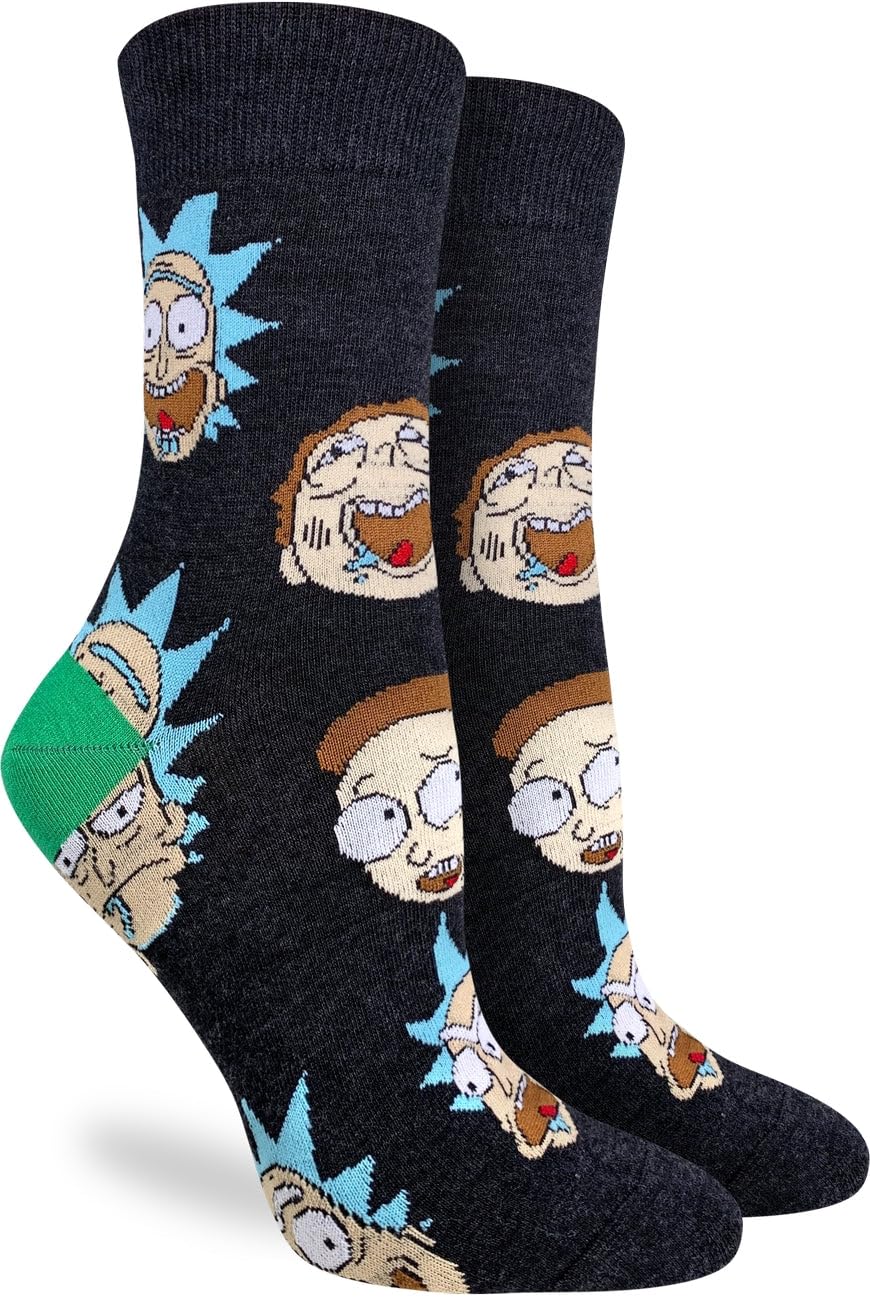 Good Luck Sock Women's Rick and Morty Socks - Fun Cartoon Crew Socks for Adults | Perfect Gift for Fans, Cosplay & Everyday Wear