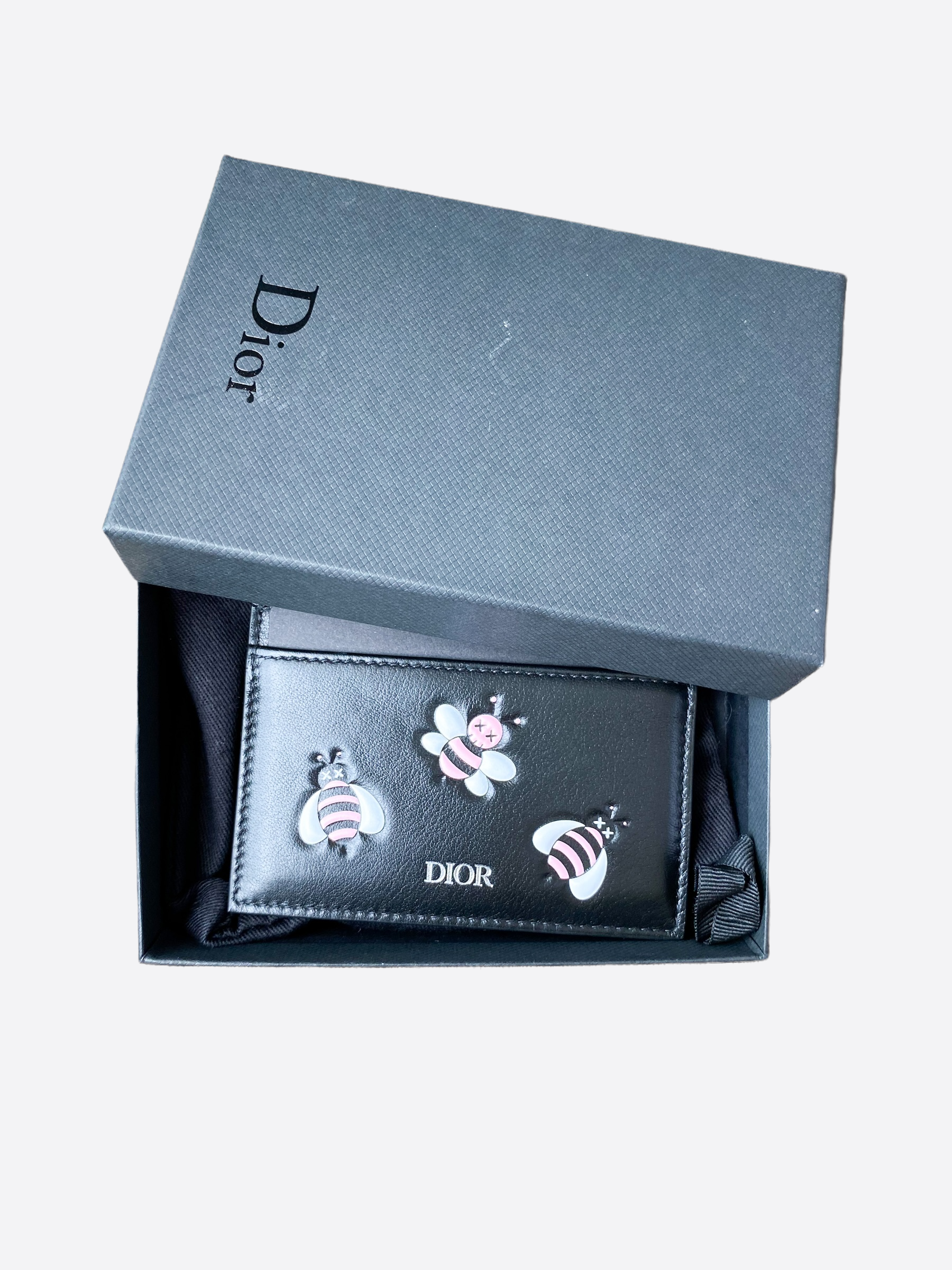 Dior KAWS Bee Leather Card Holder Wallet - Stylish & Compact for Everyday Use, Travel & Gifting