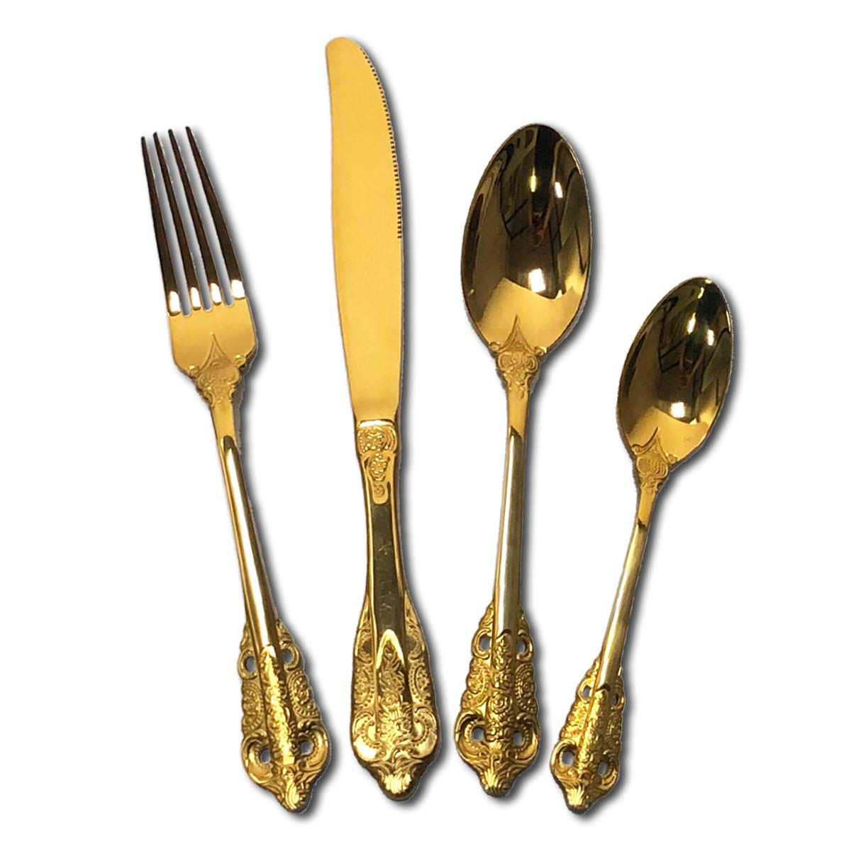 Premium Gugrida 4-Piece 304 Stainless Steel Flatware Set - Gold & Silver Mirror Finish Cutlery for Home, Restaurant, Wedding & Party - Dishwasher Safe Utensils - Perfect for Fine Dining, Gifts & Special Occasions