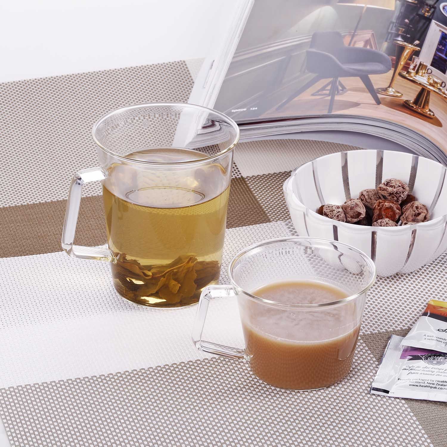 KINTO CAST 8436 Latte Mug - 15.2 oz (430ml) Heat-Resistant Glass Coffee Cup - Microwave & Dishwasher Safe - Perfect for Home, Office & Cafe Use