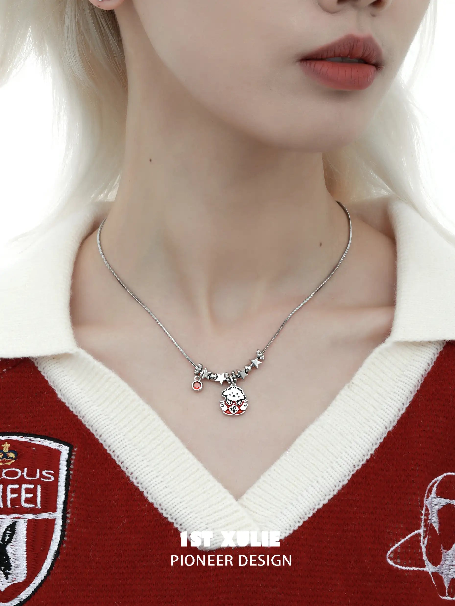 Graffiti Puppy Chinese New Year Choker Necklace - Trendy Dog Print Collar for Women, Girls - Perfect for Spring Festival Gifts, Party Accessories & Casual Wear