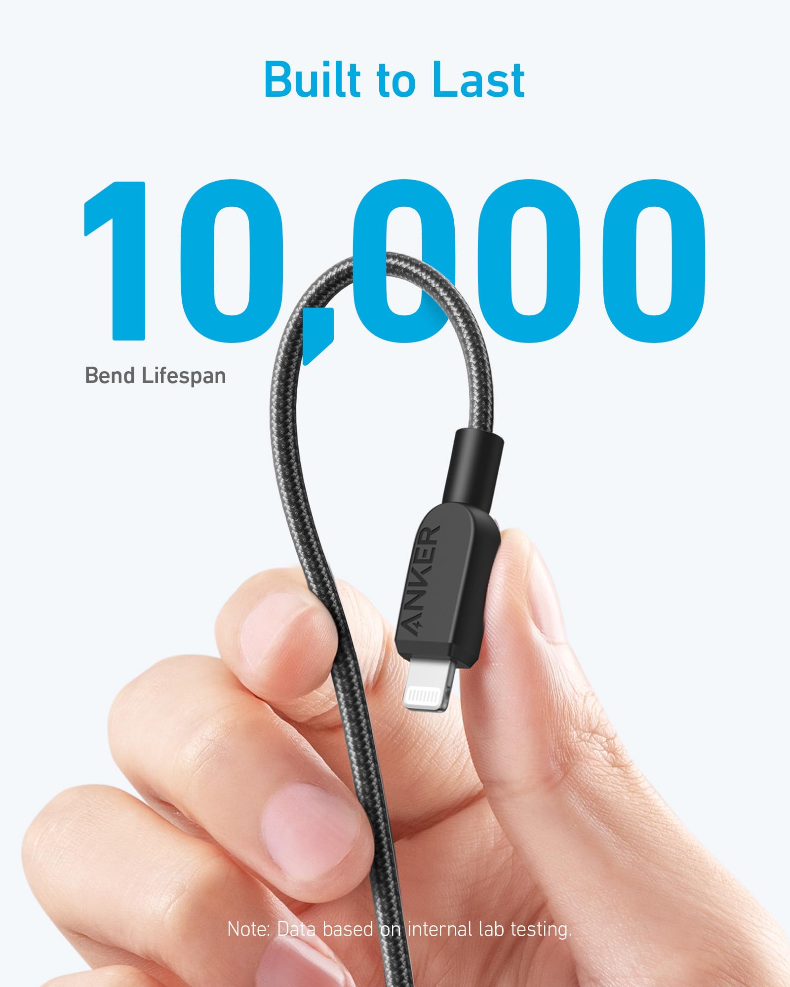Anker USB C to Lightning Cable 6ft, MFi Certified Fast Charging Braided Cable for iPhone 14/14 Plus/14 Pro Max/13/13 Pro/12 - Durable & Tangle-Free (Black) - Perfect for Home, Office & Travel Charging