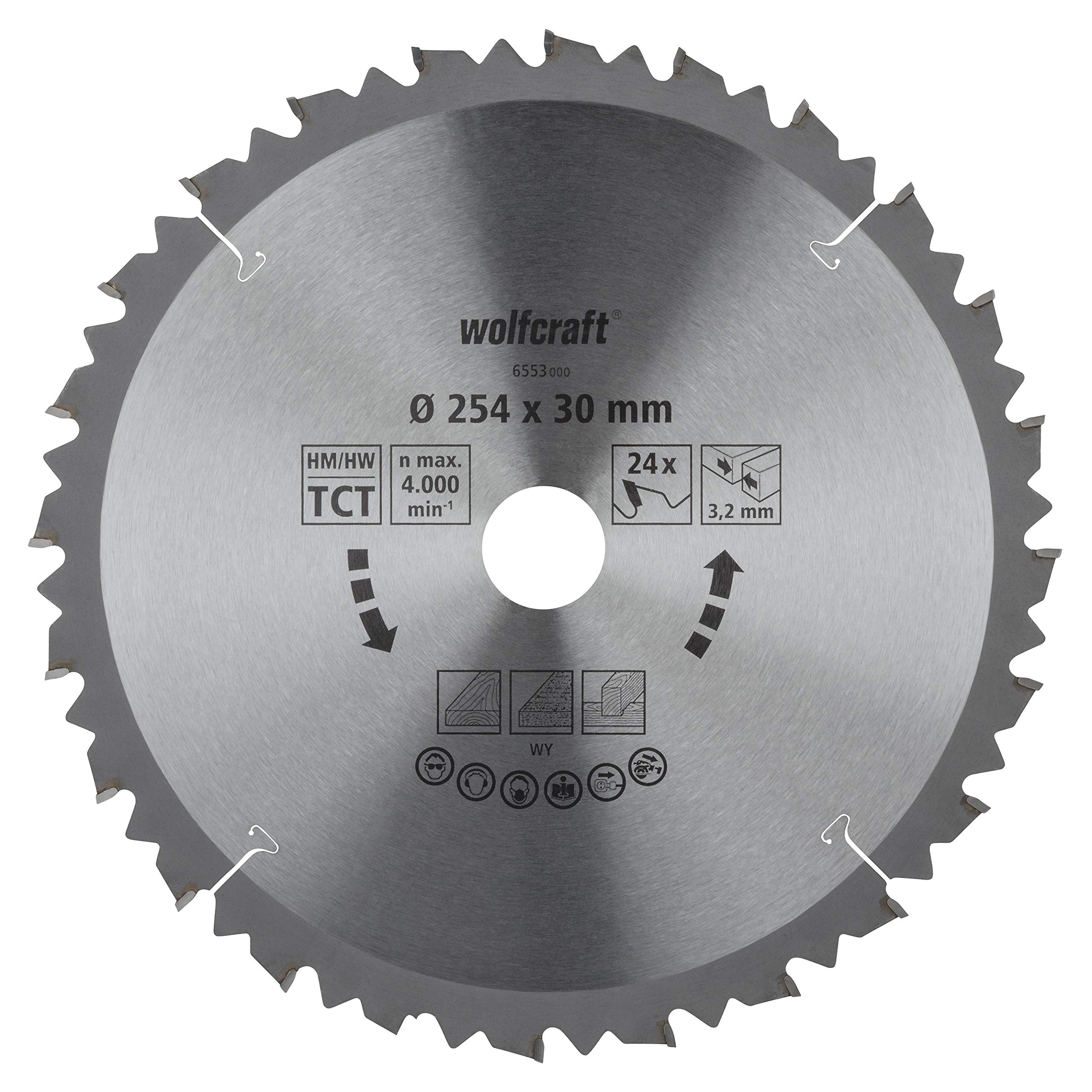 Wolfcraft TC Cross and Mitre Cut Saw Blade - Brown Series I 6553000 | Fast Rough Cuts for Woodworking & DIY Projects | Perfect for Framing, Trim Work, and Carpentry