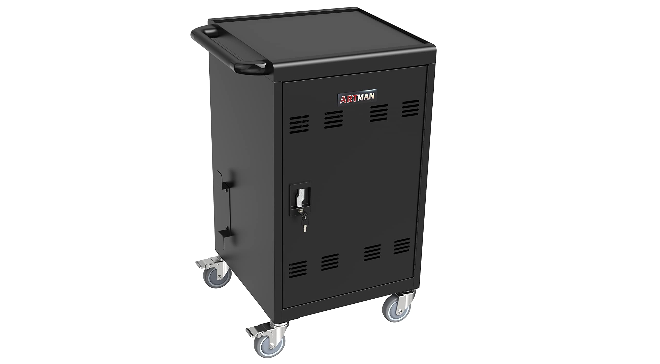 32-Bay Heavy-Duty Mobile Laptop Cart & Chromebook Charging Station - Locking Cabinet for 17