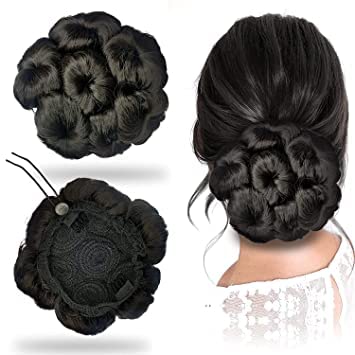 Views Women's Artificial Synthetic Hair Extension - Natural Looking Juda Bun for Black Hair | Perfect for Cosplay, Parties & Everyday Styling