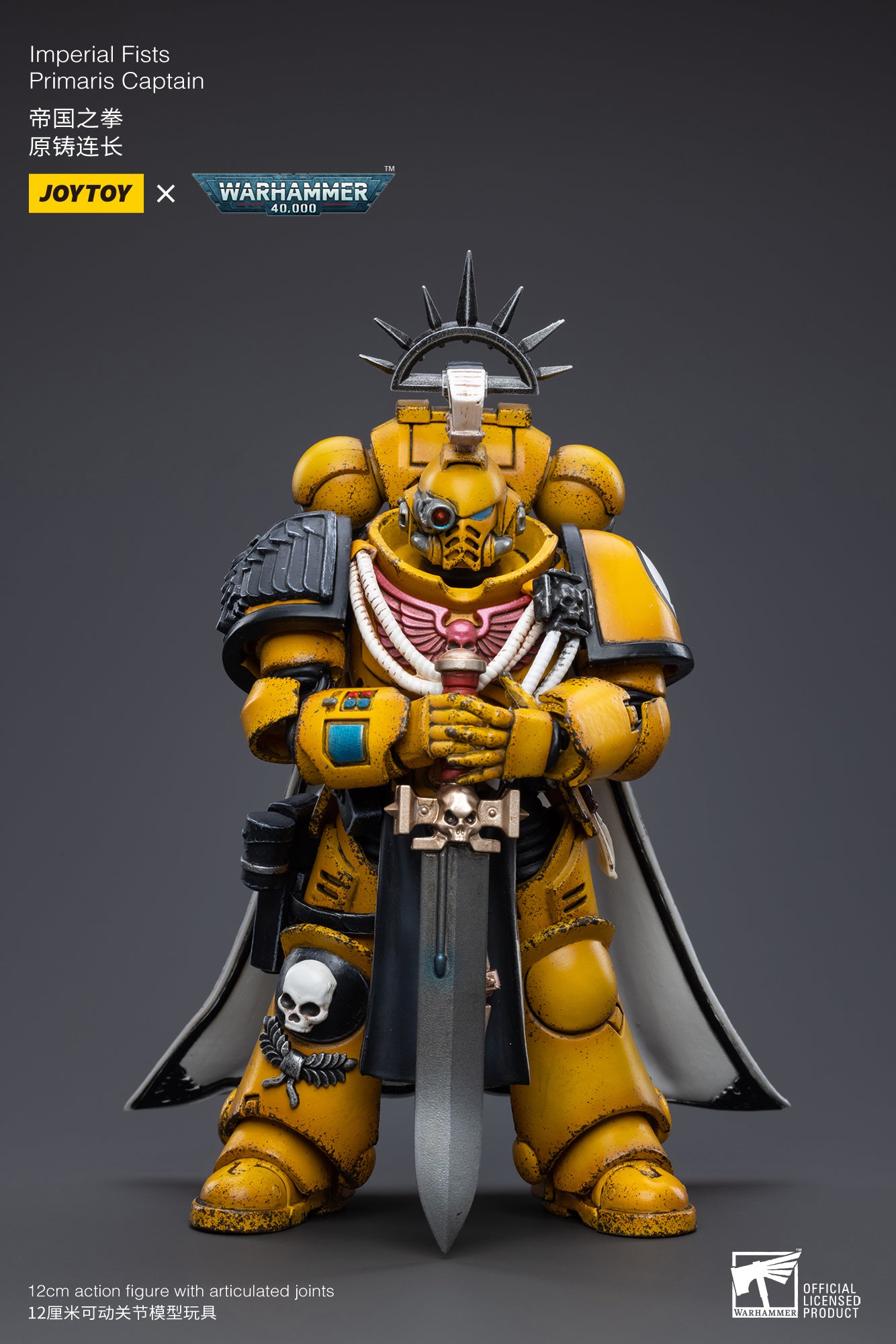 JOYTOY 1/18 Scale Warhammer 40K Imperial Fists Primaris Captain Alros Lysigal Action Figure - Collectible Model for Tabletop Gaming & Display