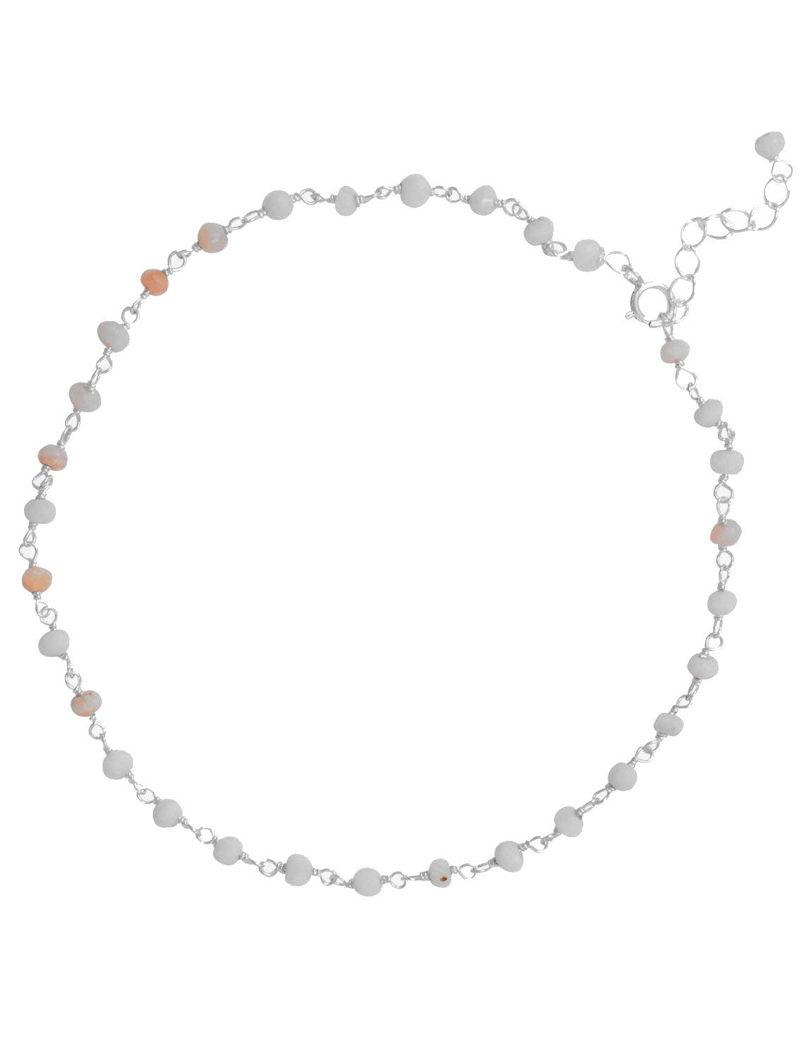 Pink Opal Bead Anklet - Sterling Silver Adjustable Ankle Bracelet for Women | Boho Chic Jewelry, Perfect for Summer Outfits & Beach Vacations