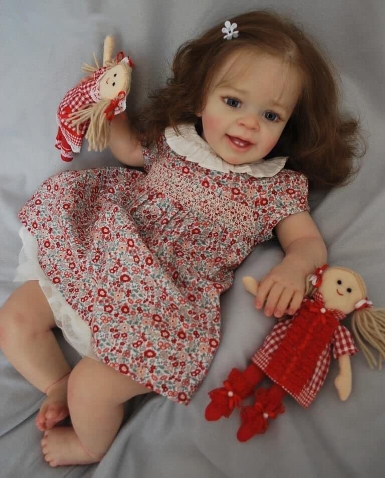 Anano 24 Inch Lifelike Reborn Baby Doll - Realistic Silicone Toddler Doll with Vivid Veins, Wrinkles & Rooted Long Hair | Includes 2 Baby Teeth & Lovely Daisy Outfit | Perfect for Collectors, Gift Giving & Role Play Scenarios