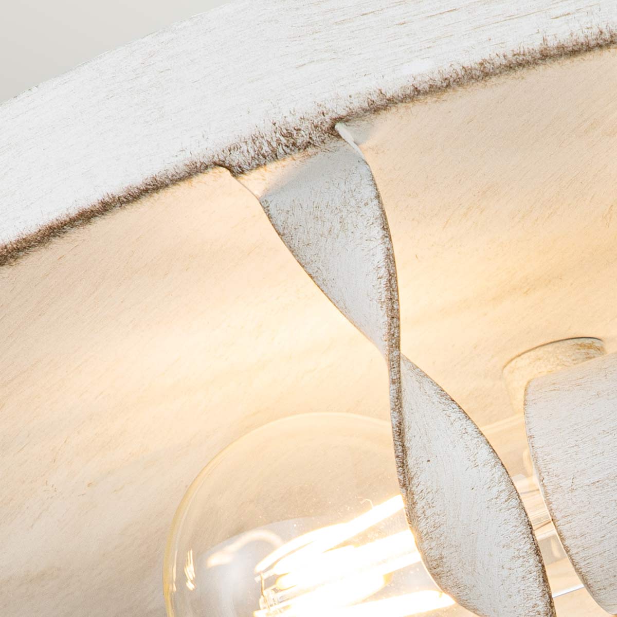 Bradbury 2-Light Flush Mount Ceiling Light Fixture - Antique White/Grey Ash Finish with E27 Socket - Perfect for Bedroom, Living Room & Hallway Lighting