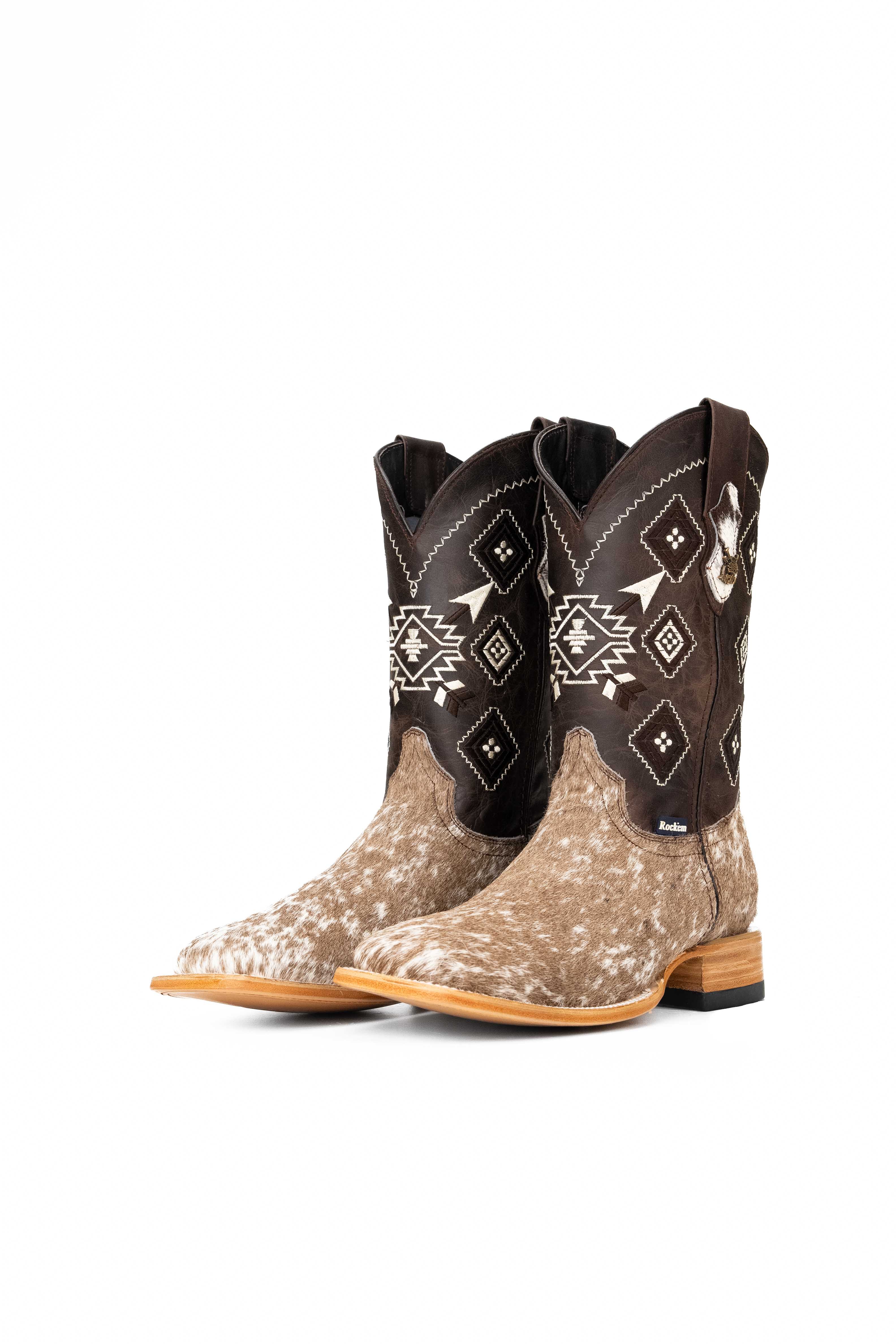 Authentic Men's Cowhide Square Toe Cowboy Boots - Size 10.5 Western Boots for Country Dancing & Rodeo (Style NM62)