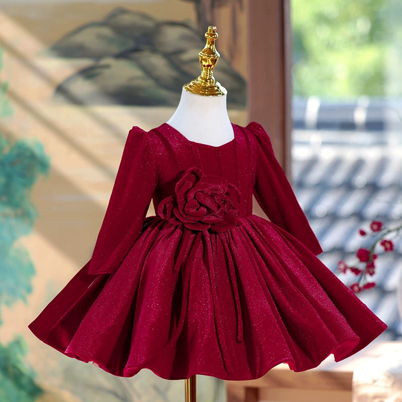 Elegant Red Christmas Baby Girl Dress - Flower Girl Dress for Holiday Parties, Photos & Special Occasions