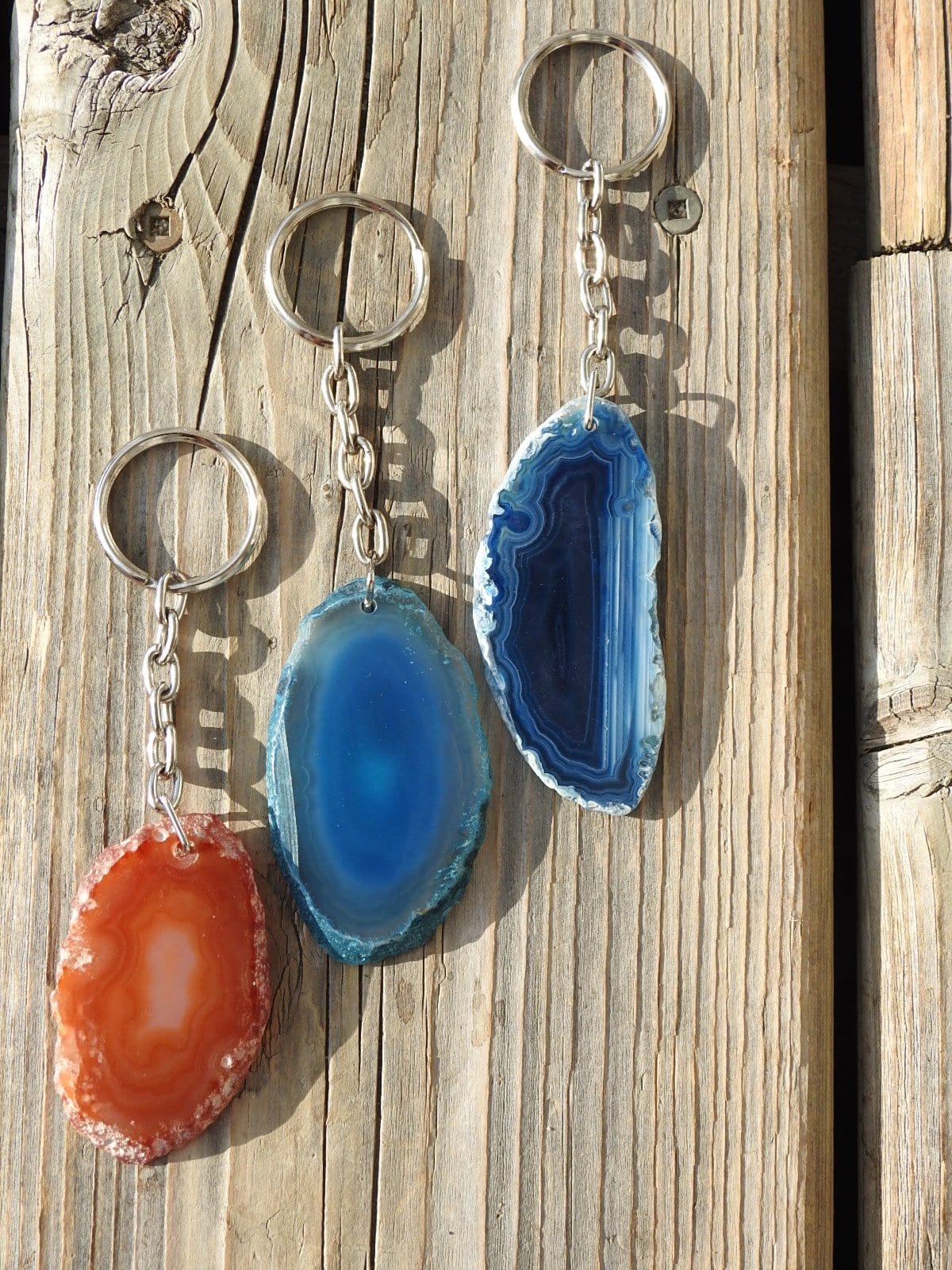 Natural Agate Slice Keychain - Unique Stone Pendant for Keys, Gifts & Jewelry Making - Perfect for Home Decor, DIY Crafts & Spiritual Healing
