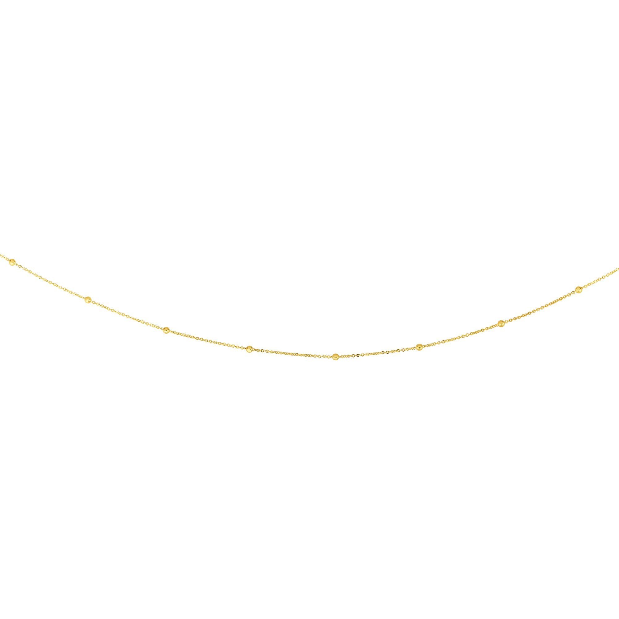 14K Gold 1.75mm Polished Bead Saturn Chain Necklace - Elegant Dainty Jewelry for Women, Perfect for Everyday Wear, Gifts & Special Occasions