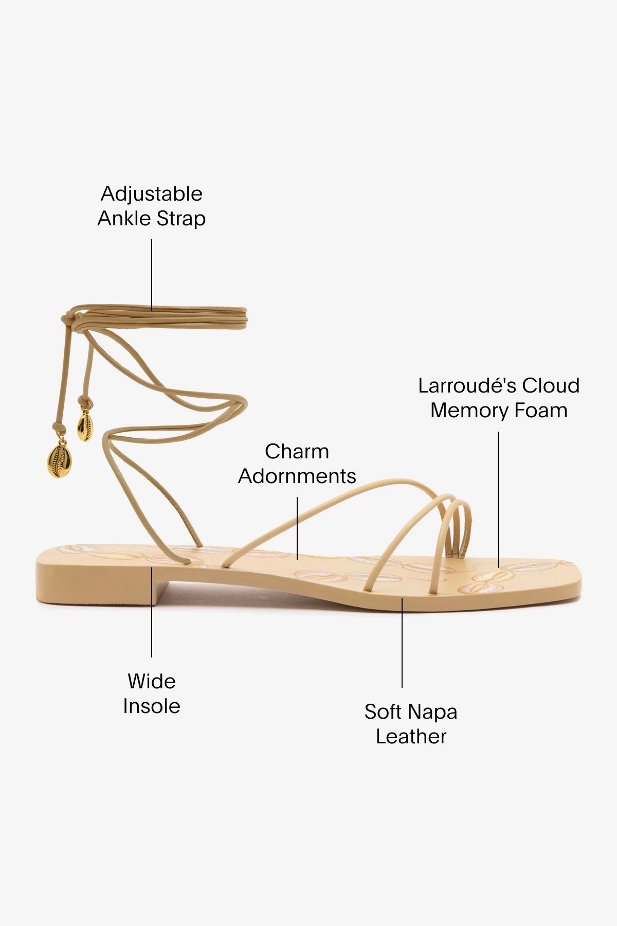 Nadia Women's Flat Sandals - Comfortable Beige Leather Sandals for Summer | Casual Walking, Beach Vacation & Everyday Wear