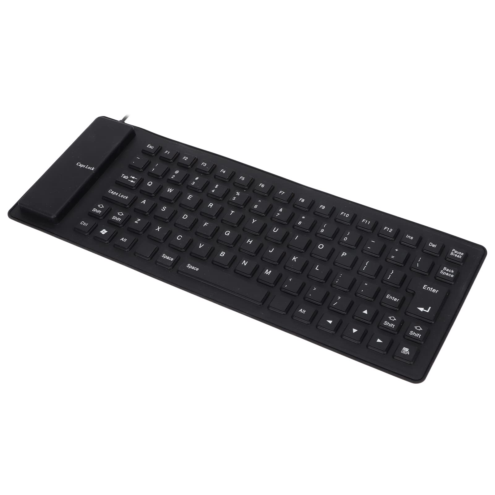 Foldable Silicone Keyboard - USB Wired Waterproof & Dustproof - 85 Keys Rollup Design for Laptop, PC, Notebook - Portable & Lightweight (Black) - Ideal for Travel, Office, Outdoor & Waterproof Environments