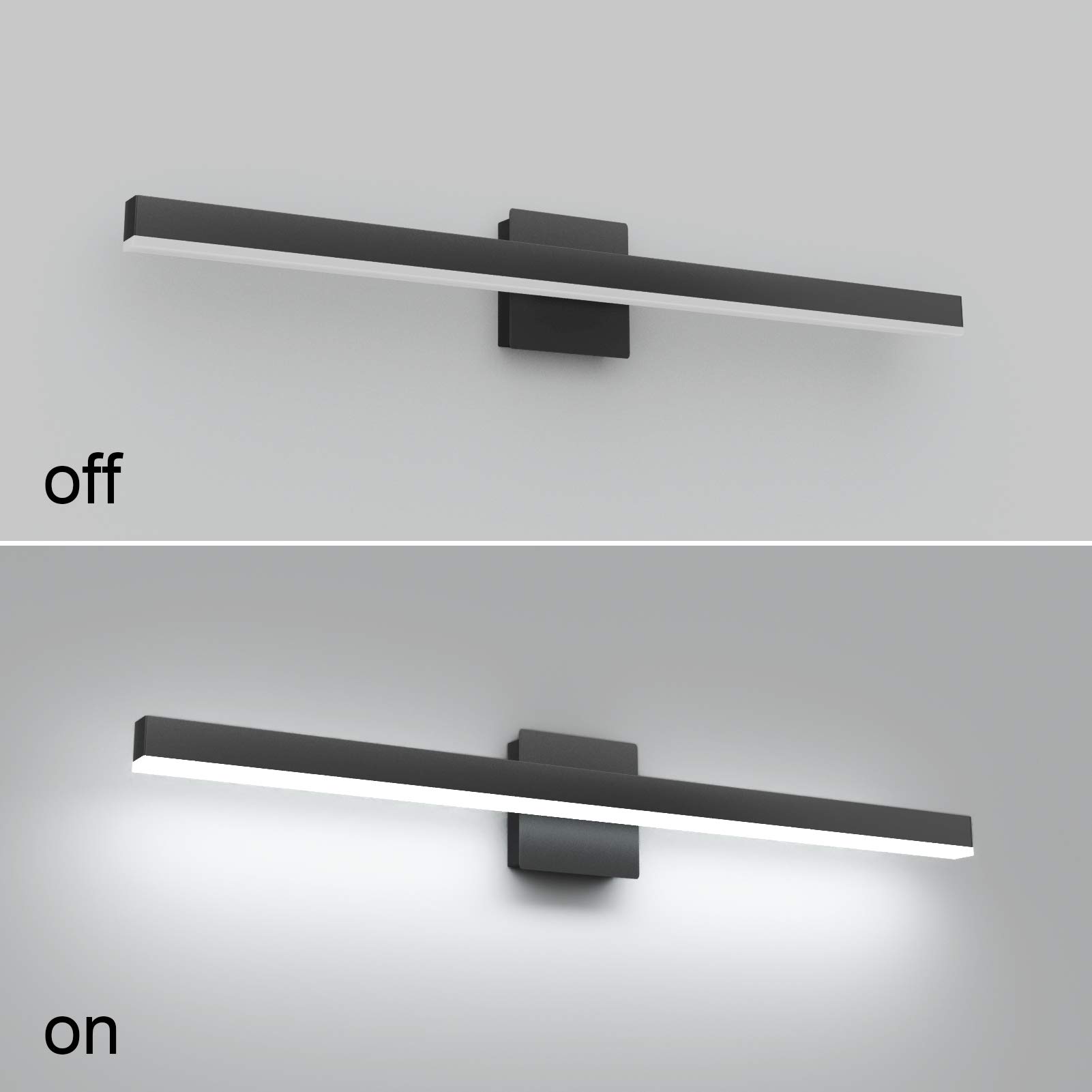 Aipsun 31.5 Inch Modern Black LED Bathroom Vanity Light - 26W, 6000K White Light - Wall Mounted Fixture for Bathroom Mirror, Makeup Area & Dressing Room Lighting