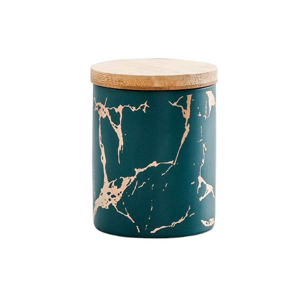 Premium Ceramic Food Storage Jar with Airtight Bamboo Lid - Modern Marble Design Canister for Tea, Coffee, Spices, Sugar & Dry Goods | Perfect for Kitchen Pantry Organization & Countertop Display