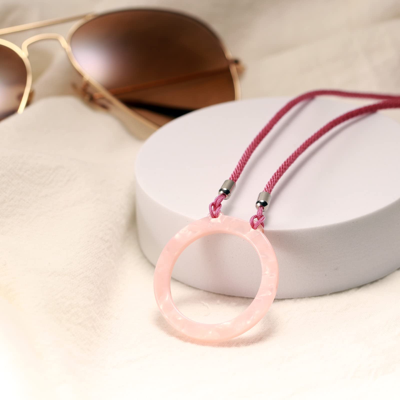 Acrylic Eyeglass Holder Necklace - Adjustable Sunglasses Lanyard with Ring Chain for Women & Men | Perfect for Reading Glasses, Sunglasses, and Safety Goggles at Work or Outdoor Activities