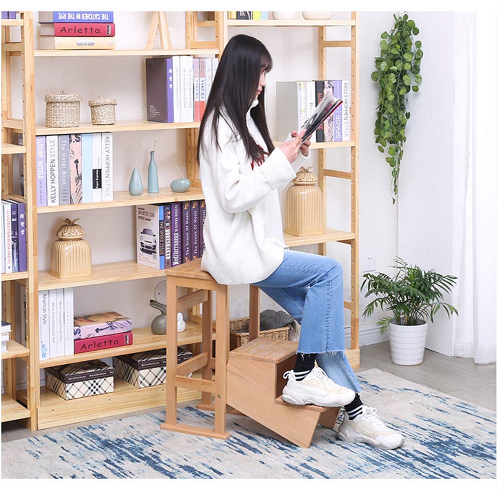 XHALERY Foldable Step Stool for Indoor Use - Portable Climbing Stool, Compact Folding Step Ladder with Seat, Multi-Purpose Shelf Ladder - Perfect for Kitchen, Bathroom, Kids' Room & Home Storage