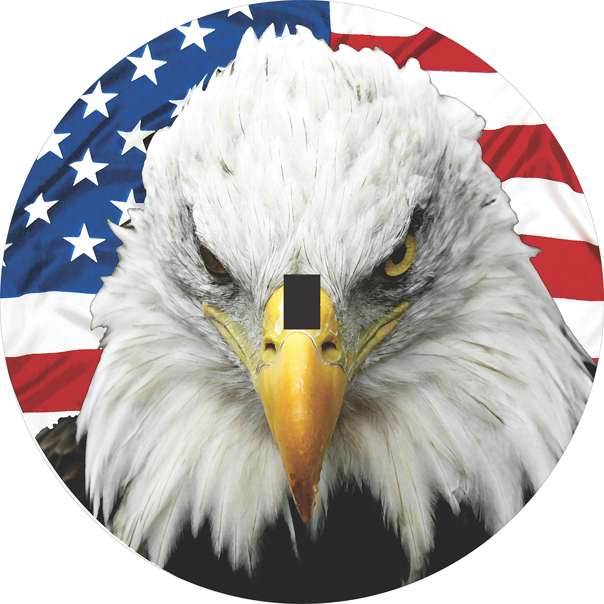American Flag Spare Tire Cover with Eagle Head Design - Fits RV, Camper & All Spare Tire Sizes (Check Drop Down Menu) - Durable Weatherproof Wheel Protector for Outdoor Adventures & Road Trips