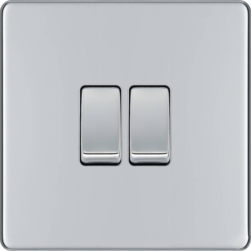 BG Nexus Screwless Polished Chrome 2-Way & Intermediate Light Switch FPC2WINT - Perfect for Modern Home and Office Lighting Control